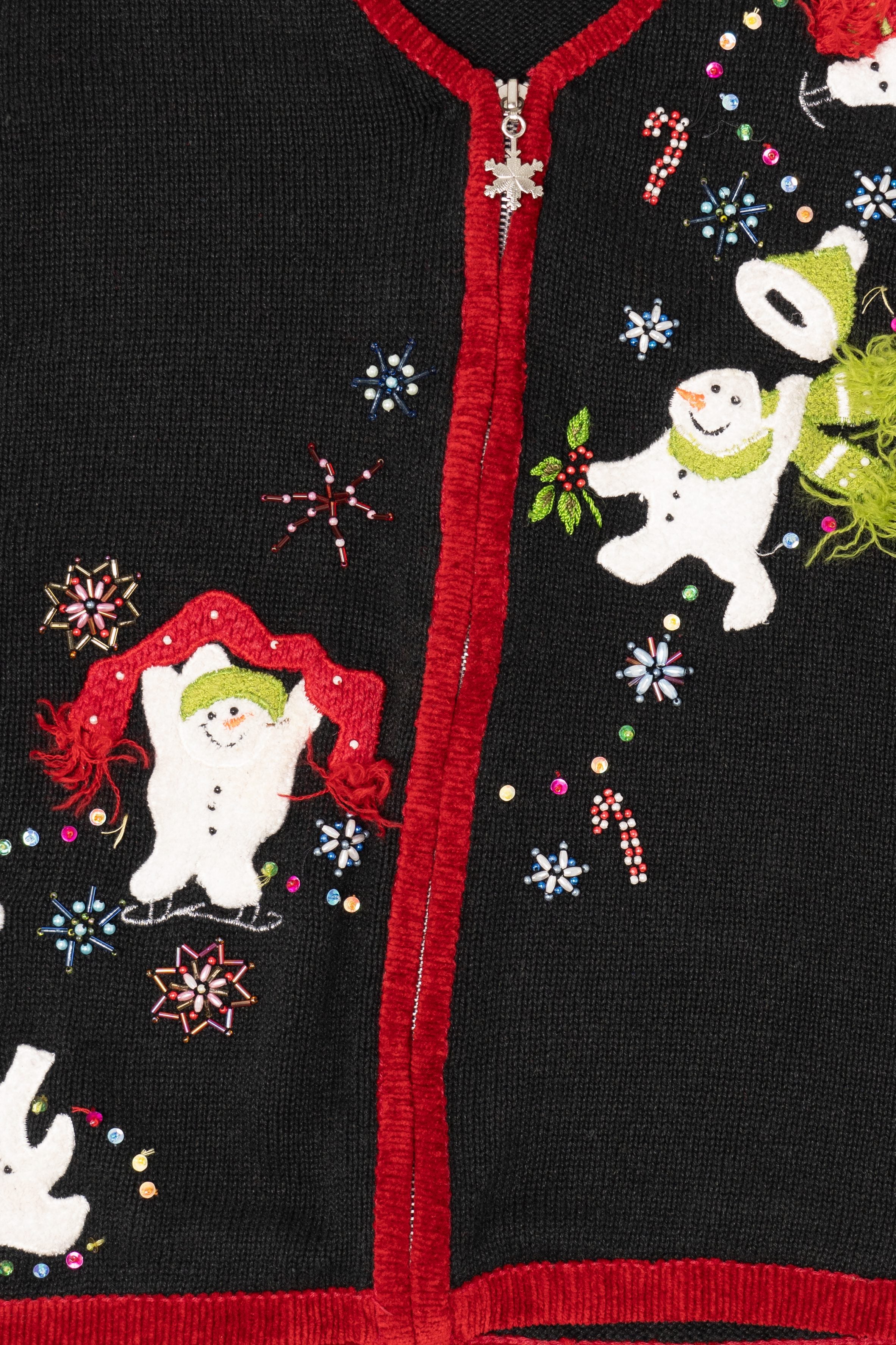 Vintage Black White Stag Snowmen Ugly Christmas Vest (1990s)