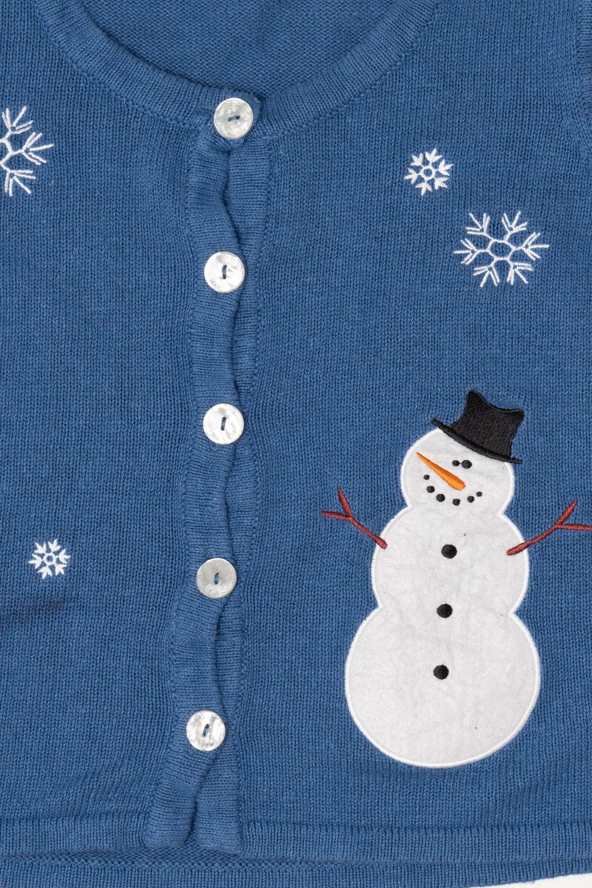 Vintage Blue Holiday Faire Snowmen Ugly Christmas Vest (2000s)