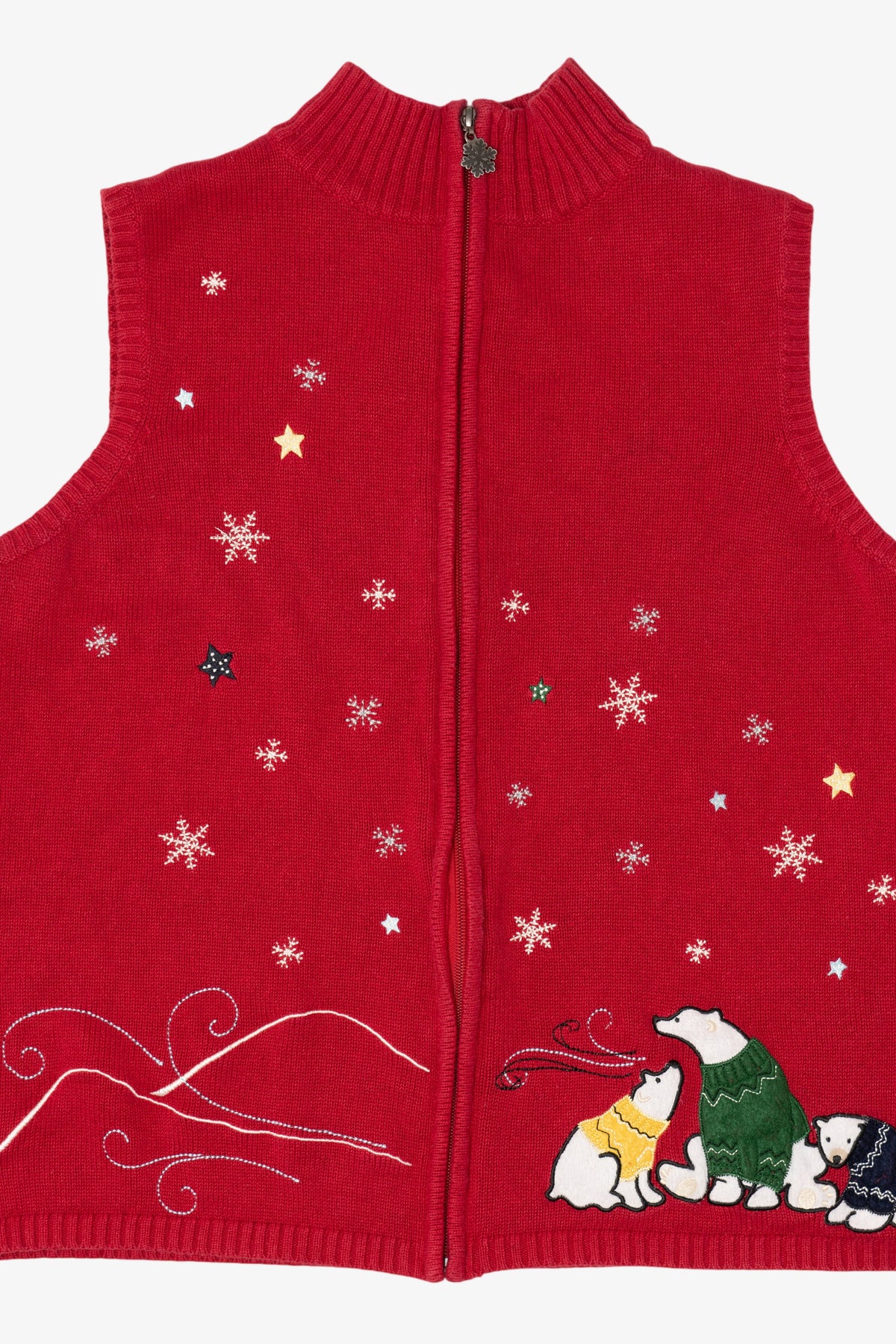 Vintage Red Christopher & Banks Polar Bears Ugly Christmas Vest (2000s)