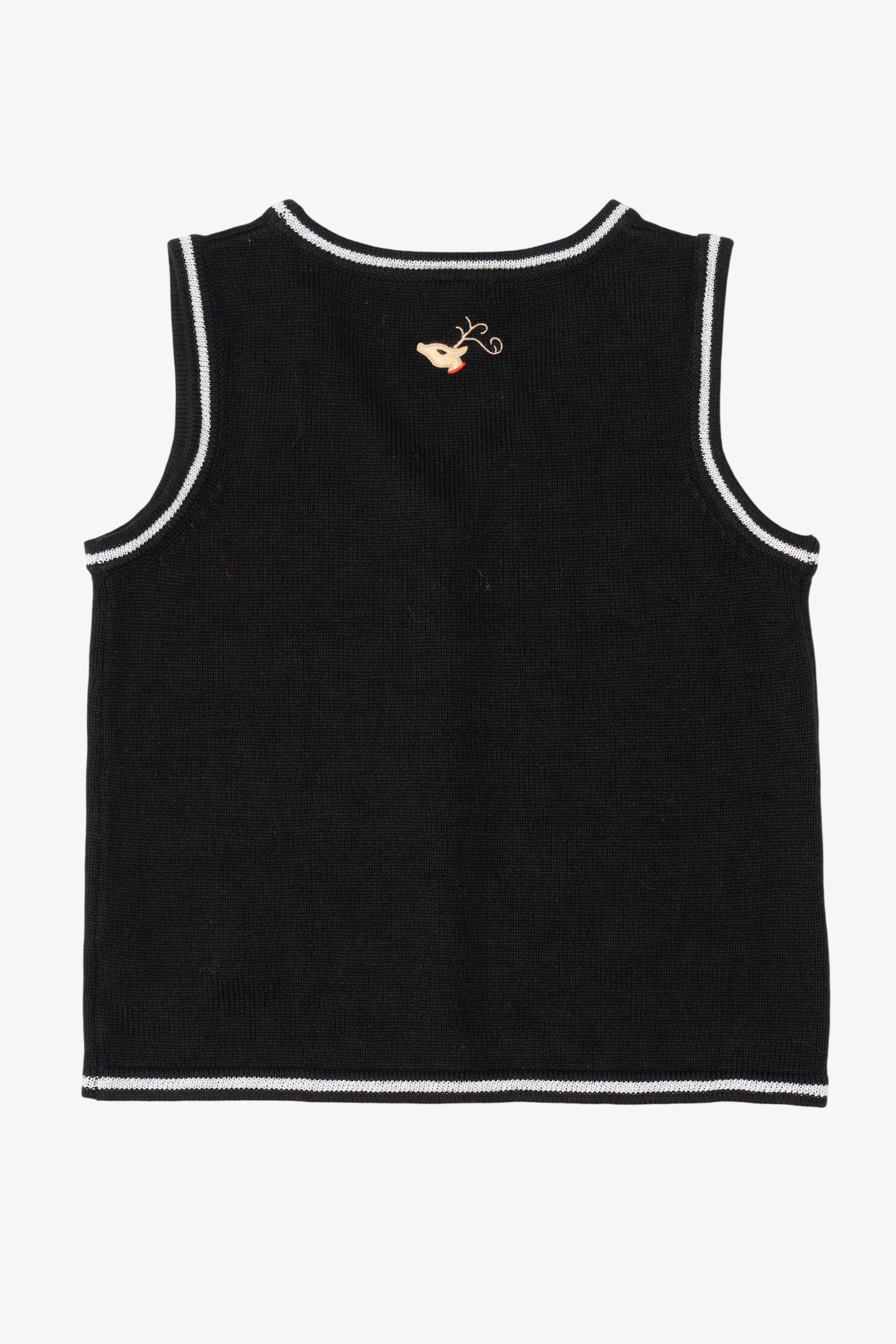 Vintage Black White Stag Reindeer Ugly Christmas Vest (2000s)