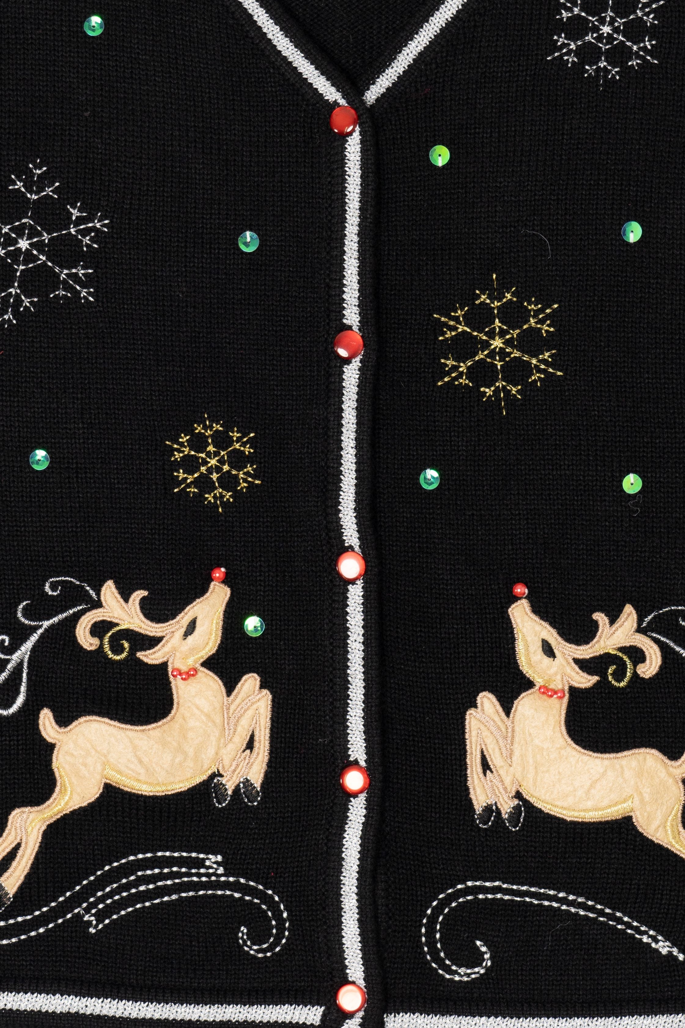 Vintage Black White Stag Reindeer Ugly Christmas Vest (2000s)