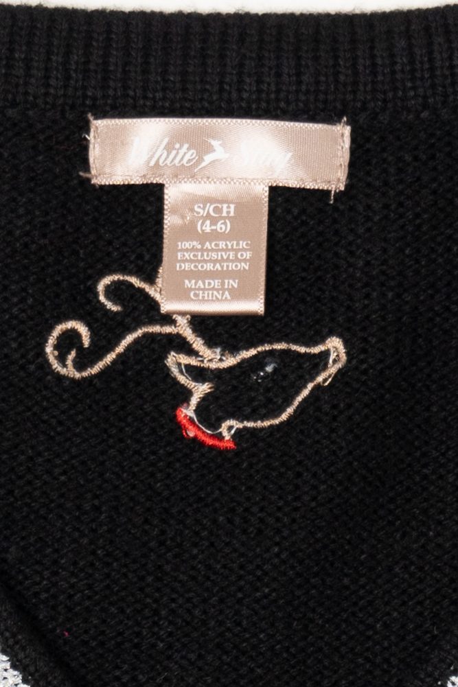 Vintage Black White Stag Reindeer Ugly Christmas Vest (2000s)
