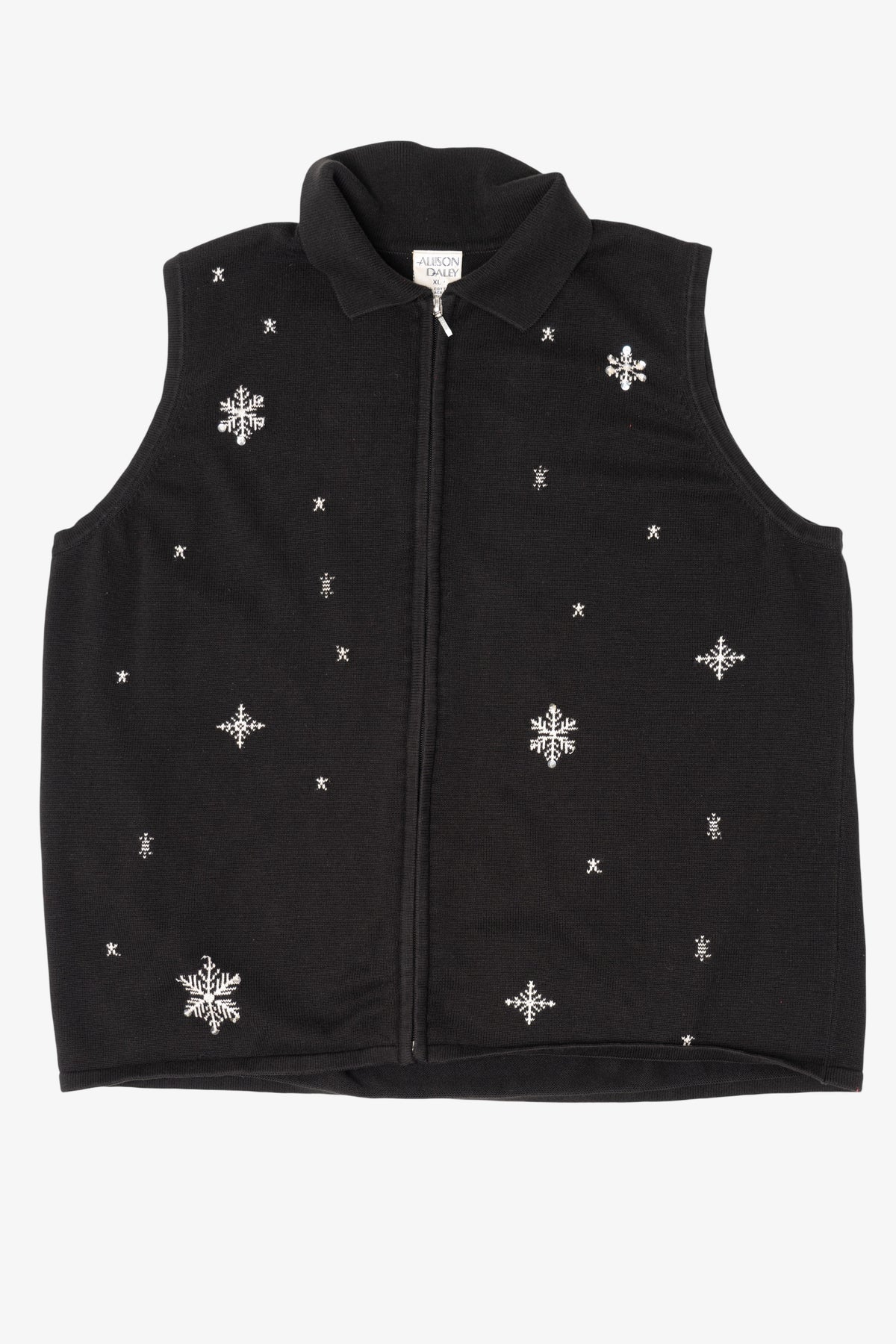 Vintage Black Allison Daley Snowflakes Ugly Christmas Vest (2000s)