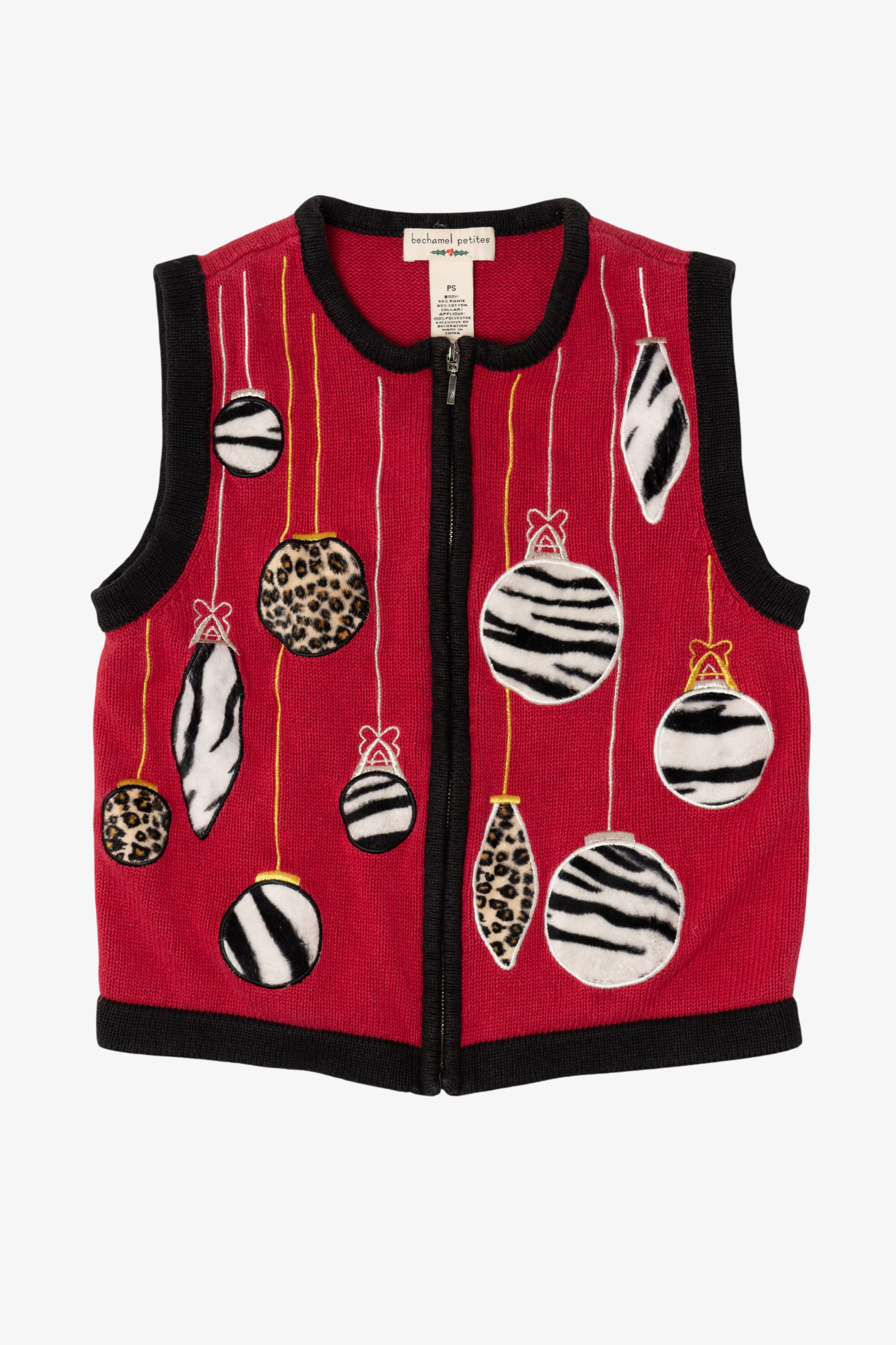 Vintage Red Bechamel Ornaments Ugly Christmas Vest (1990s)