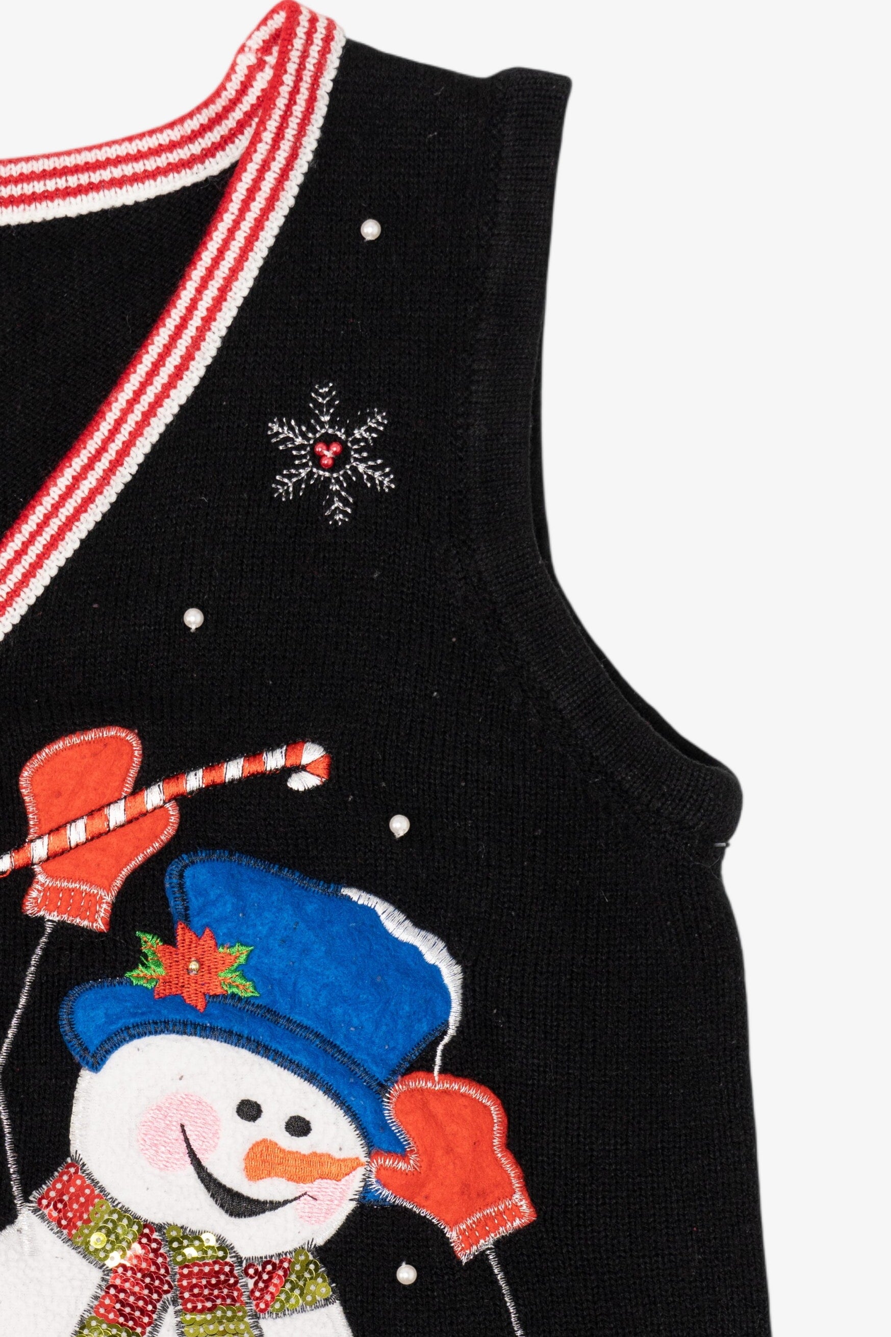 Vintage Black Snowmen Ugly Christmas Vest (2000s)