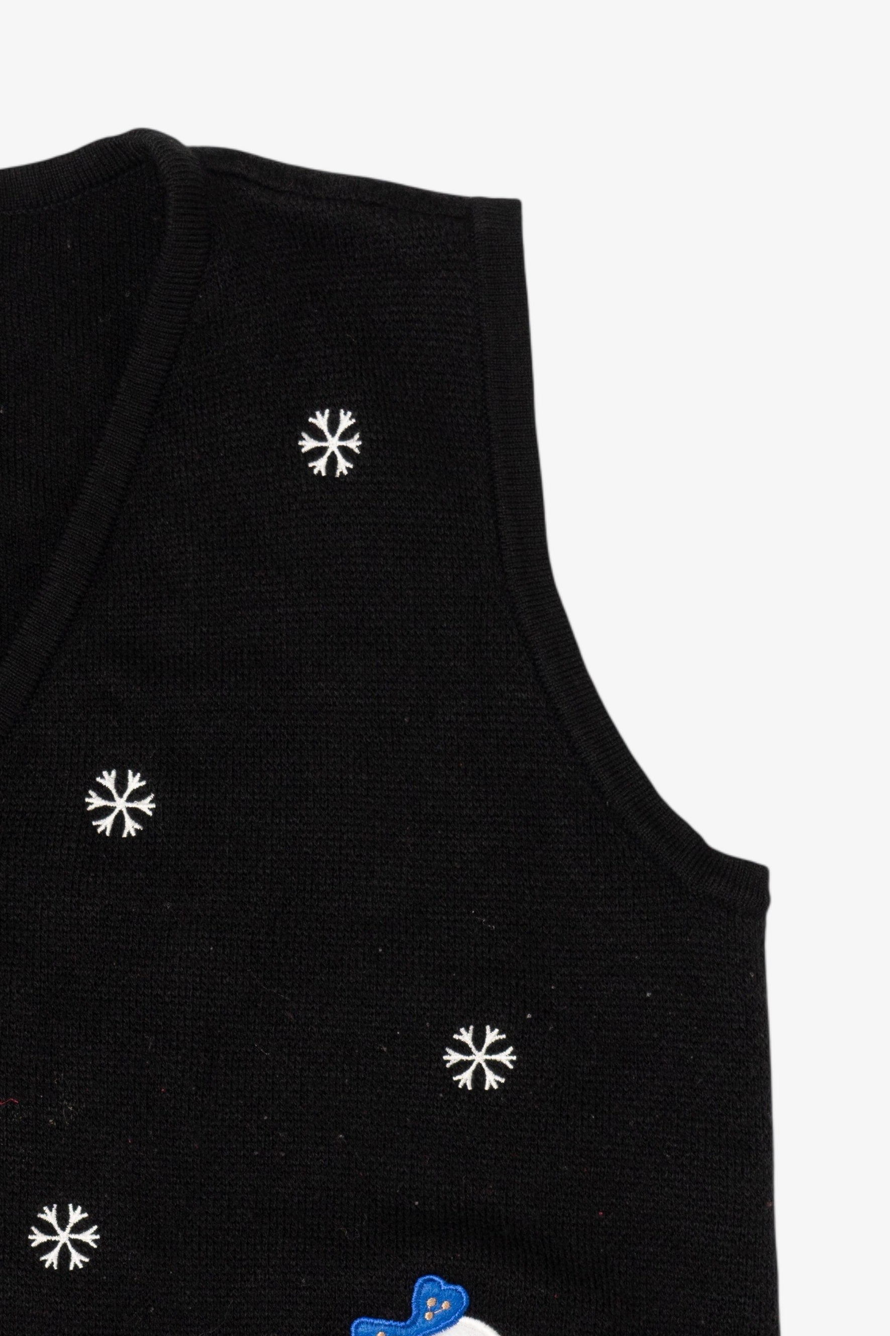 Vintage Black Croft & Barrow Snowmen Ugly Christmas Vest (2000s)
