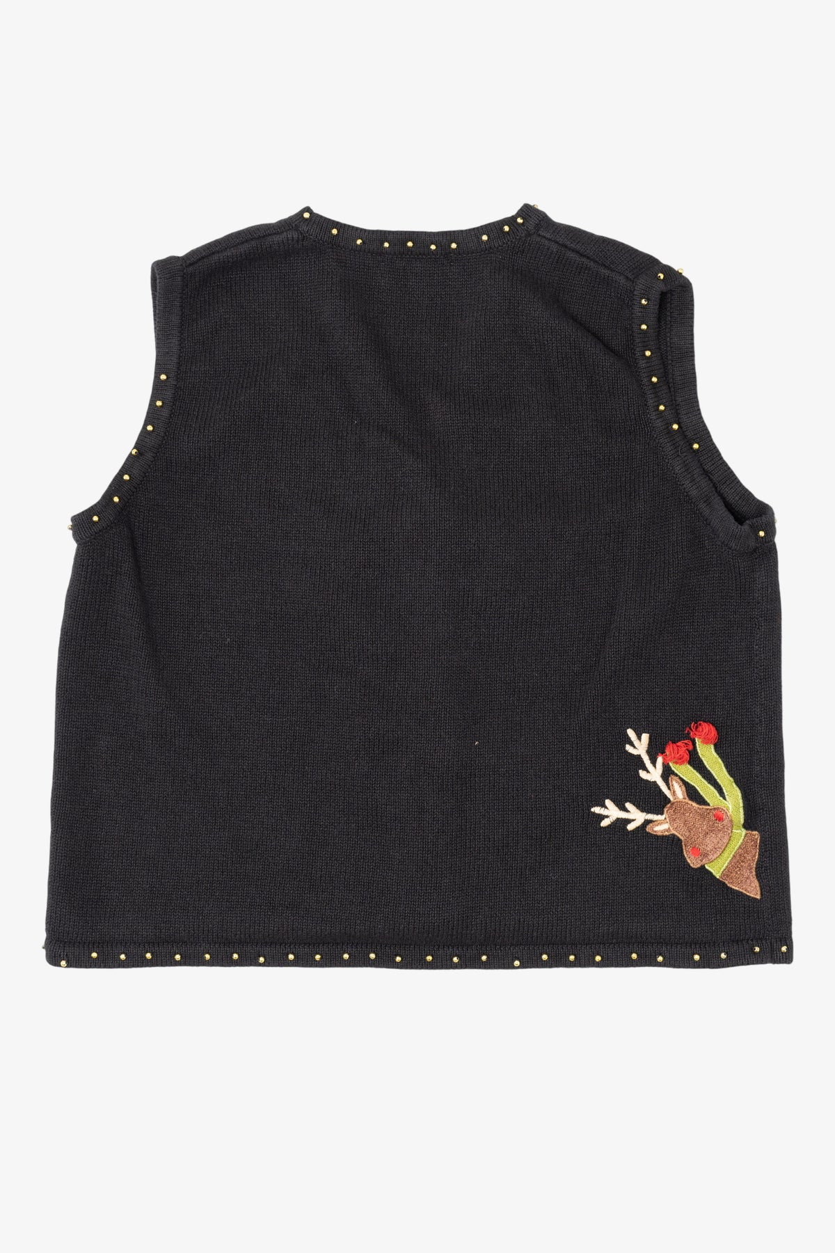 Vintage Black Mercer Street Studio Reindeer Ugly Christmas Vest (1990s)