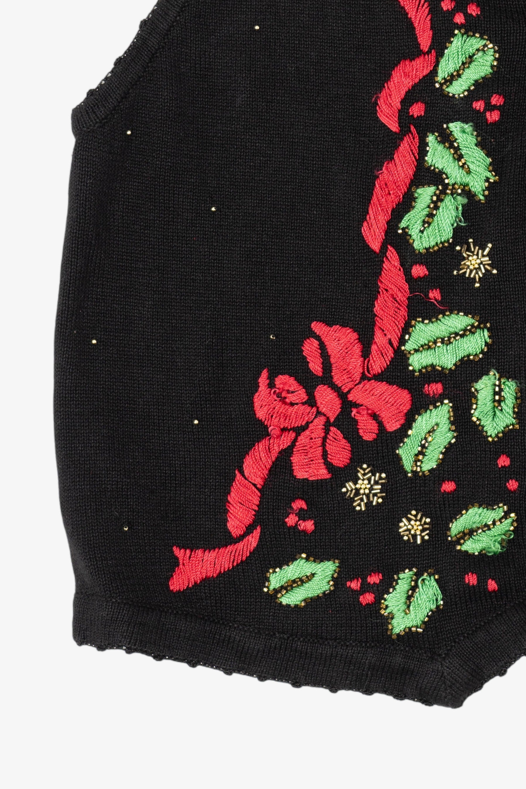 Vintage Black Arriviste Holly Ugly Christmas Vest (1990s)
