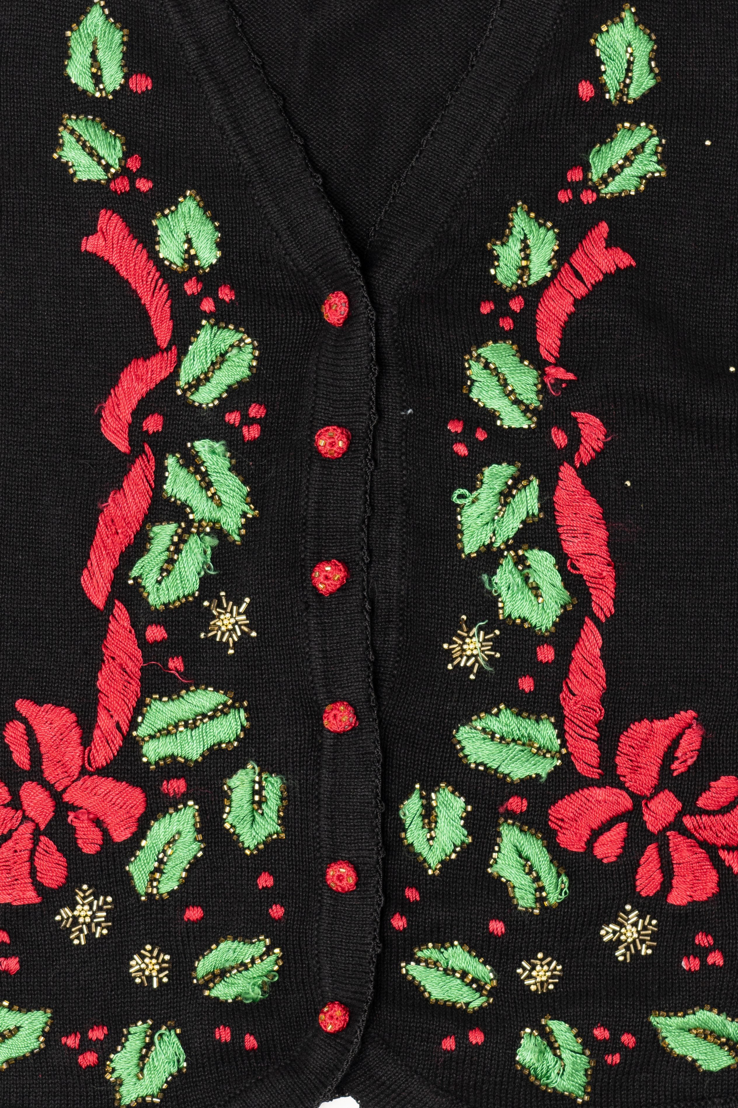 Vintage Black Arriviste Holly Ugly Christmas Vest (1990s)