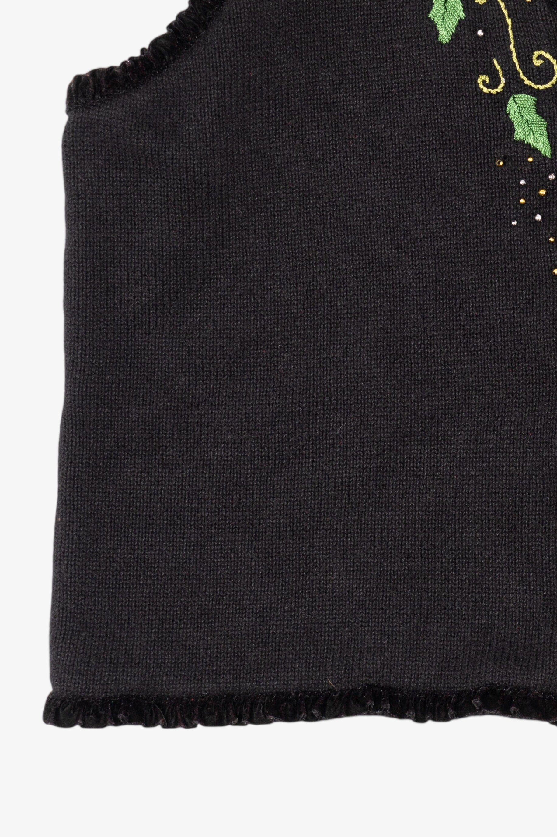 Vintage Black Studio Joy Poinsettias Ugly Christmas Vest (1990s)