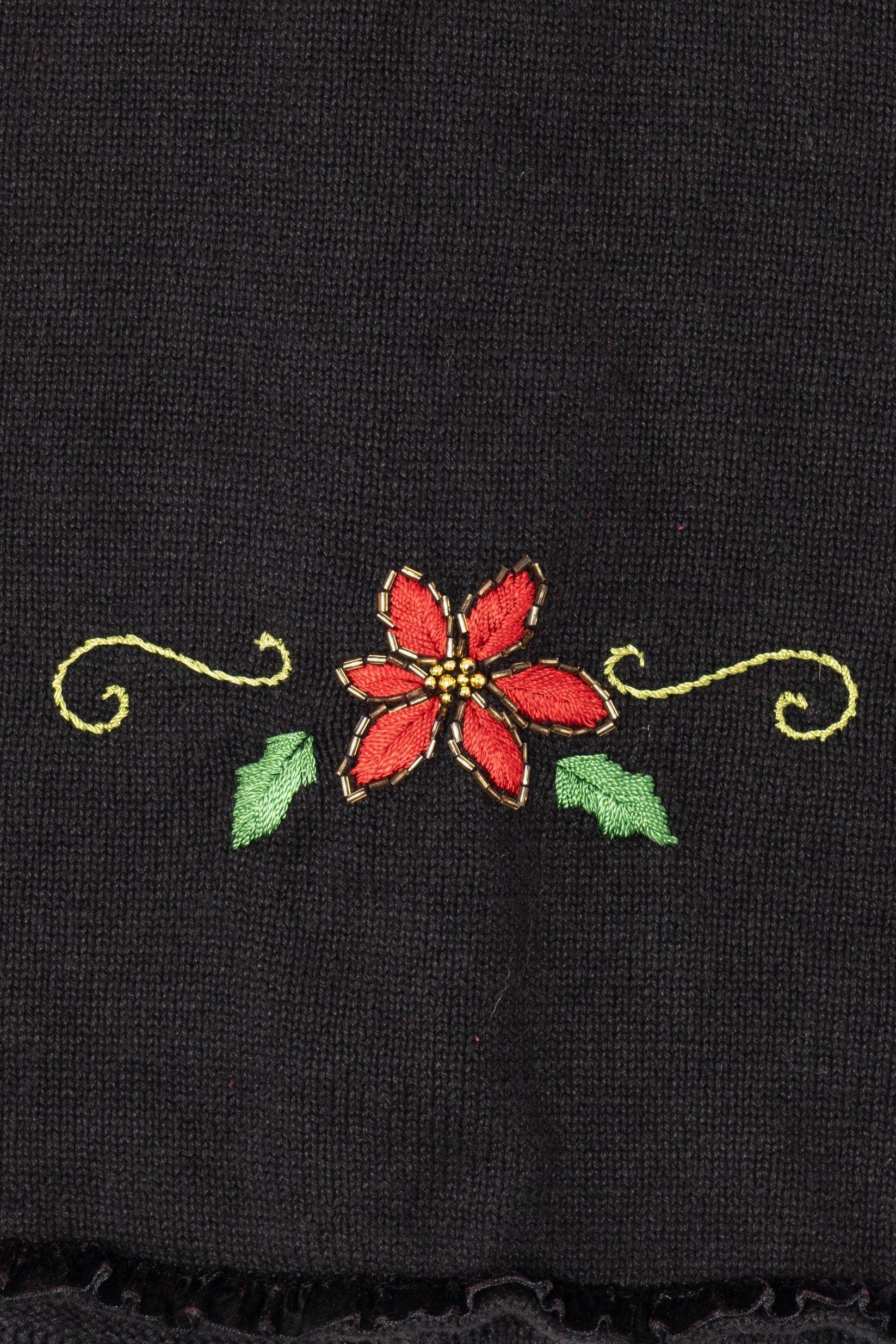 Vintage Black Studio Joy Poinsettias Ugly Christmas Vest (1990s)