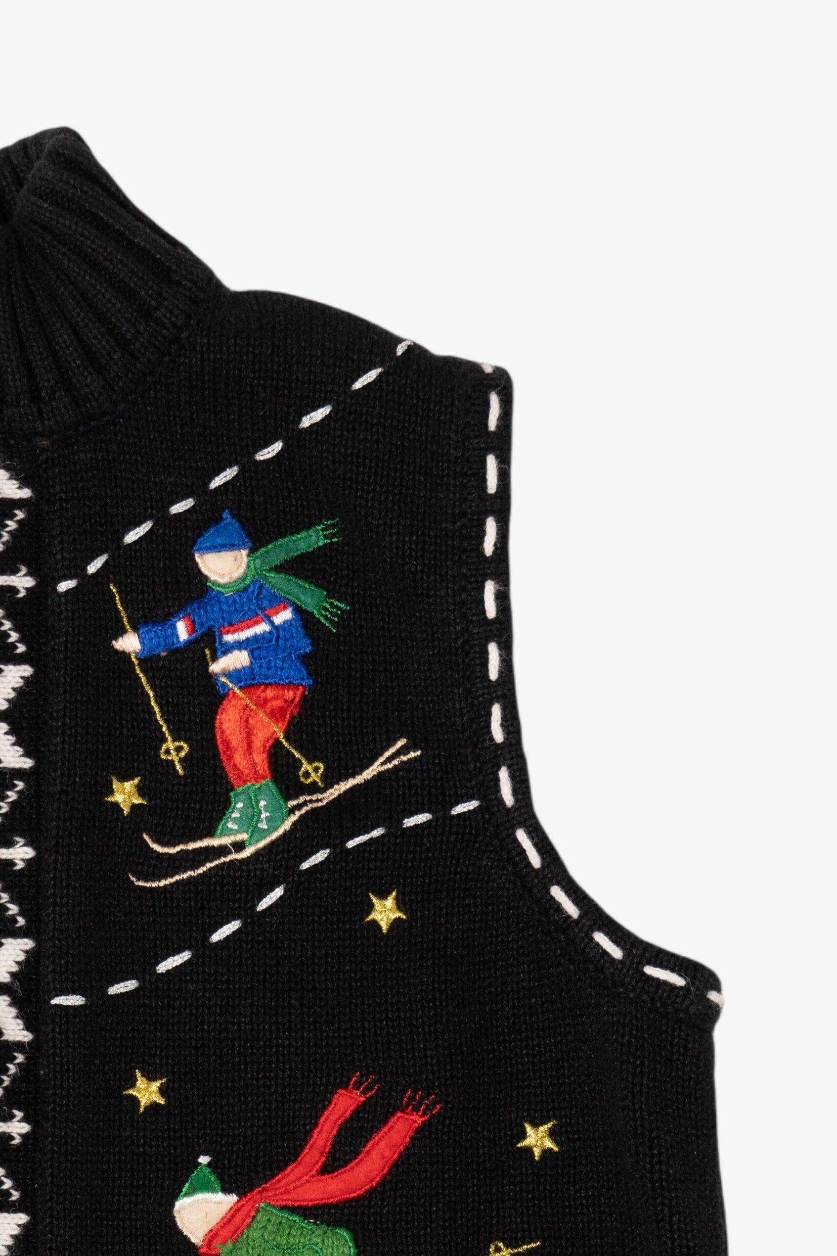 Vintage Black Studio Joy Skiing Ugly Christmas Vest (1990s)