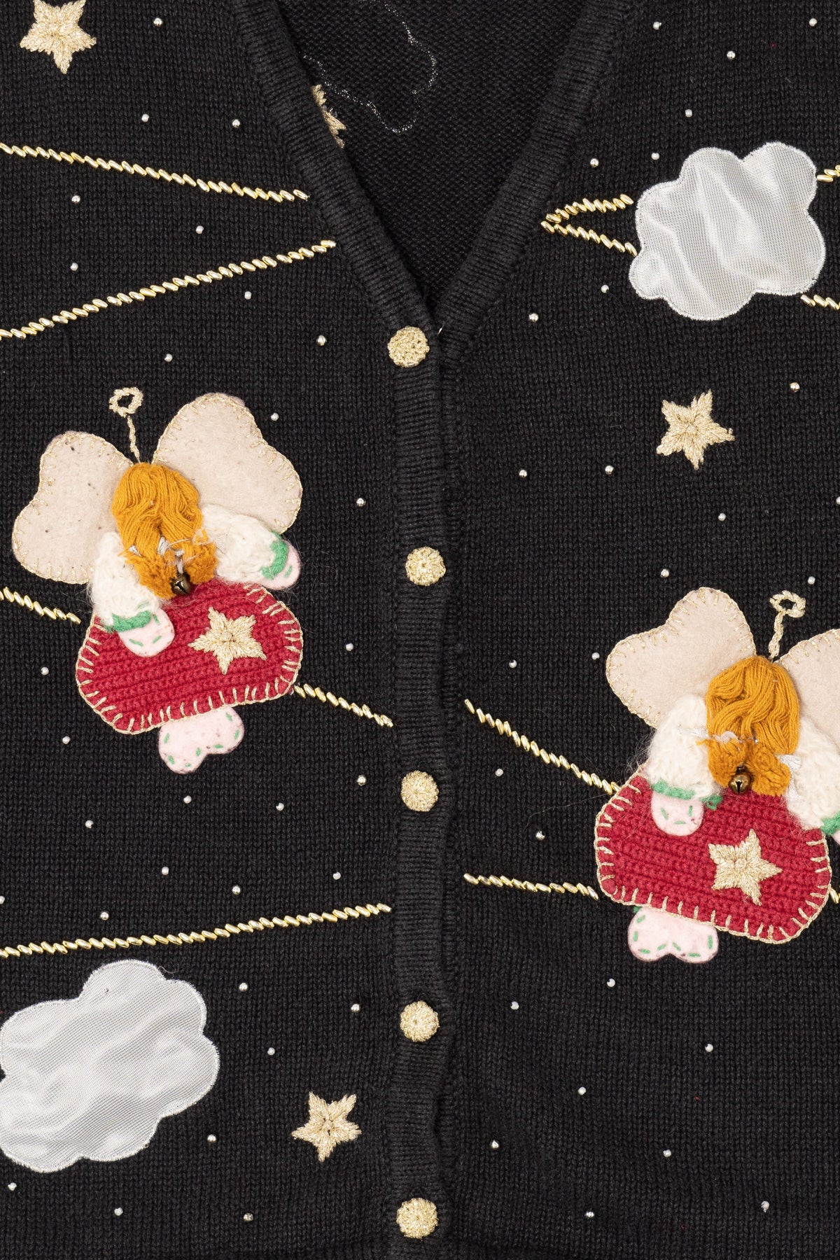 Vintage Black Bobbie Brooks Angels Ugly Christmas Vest (1990s)
