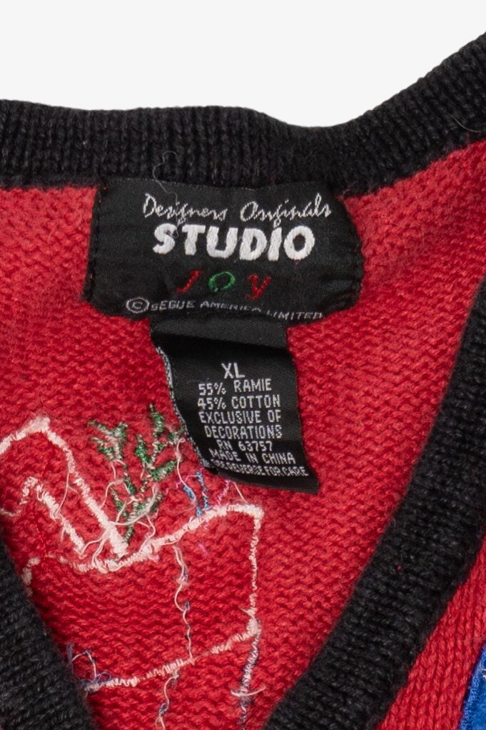 Vintage Red Patches Studio Joy Ugly Christmas Vest (1990s)