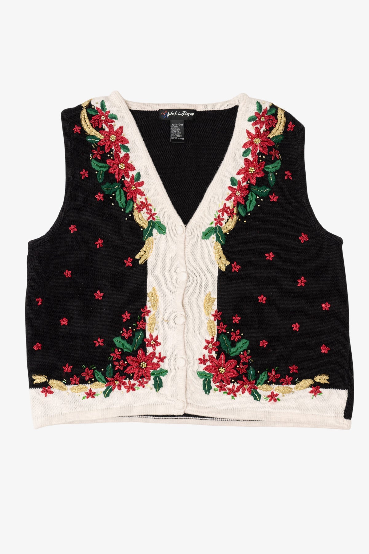 Vintage Black Work in Progress Ugly Christmas Vest (1990s)