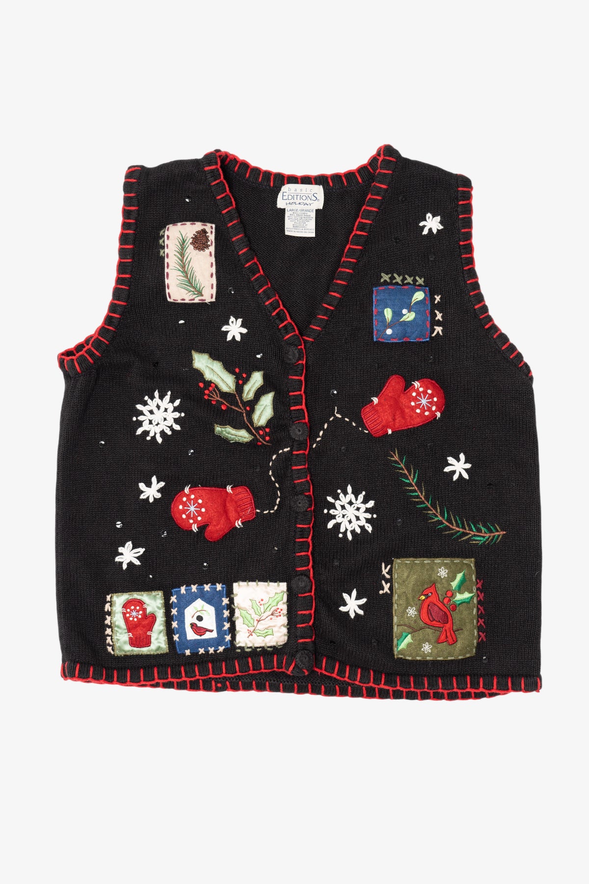 Vintage Black Basic Editions Ugly Christmas Vest (1990s)