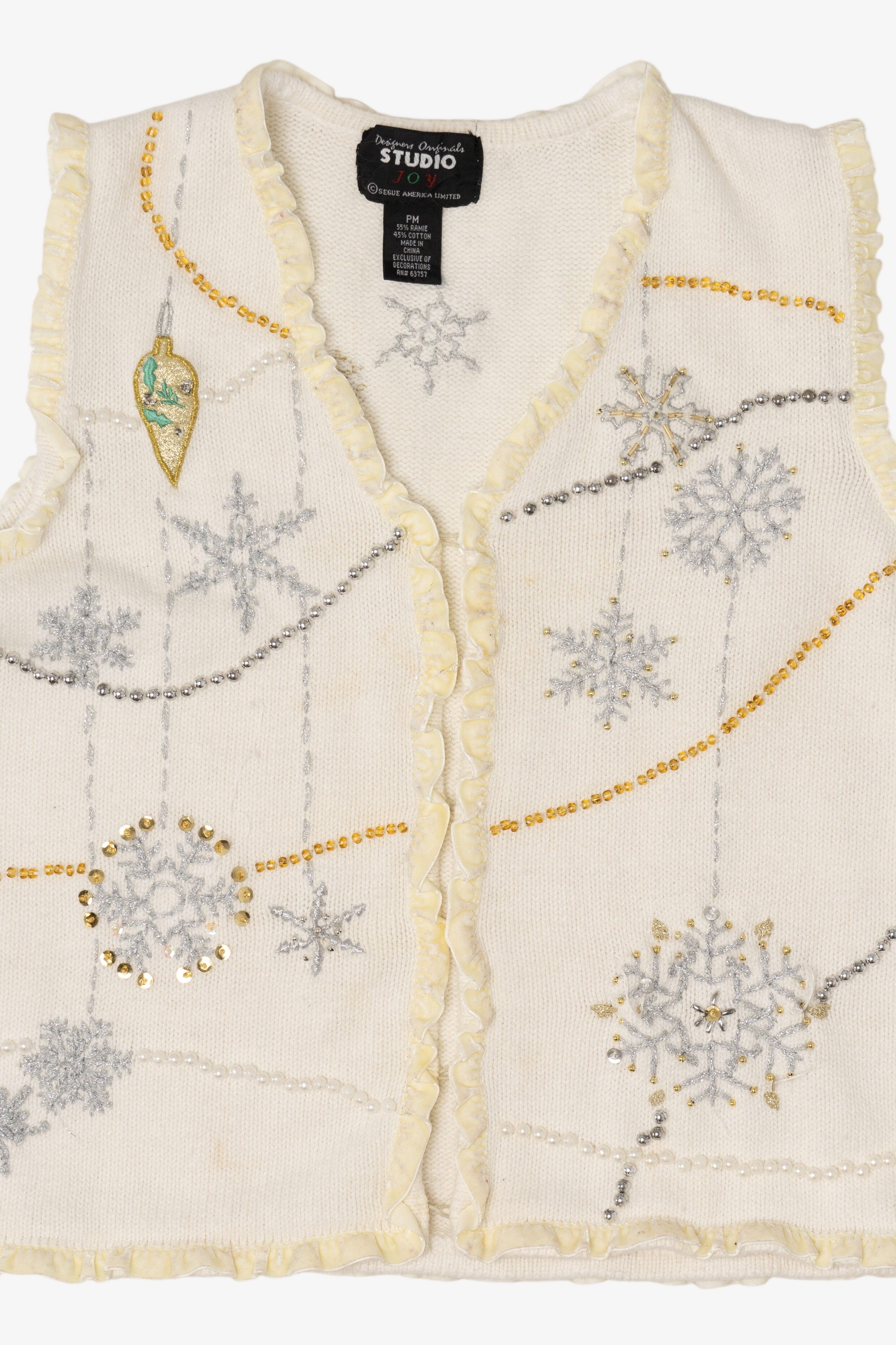 Vintage White Studio Joy Snowflakes Ugly Christmas Vest (1990s)