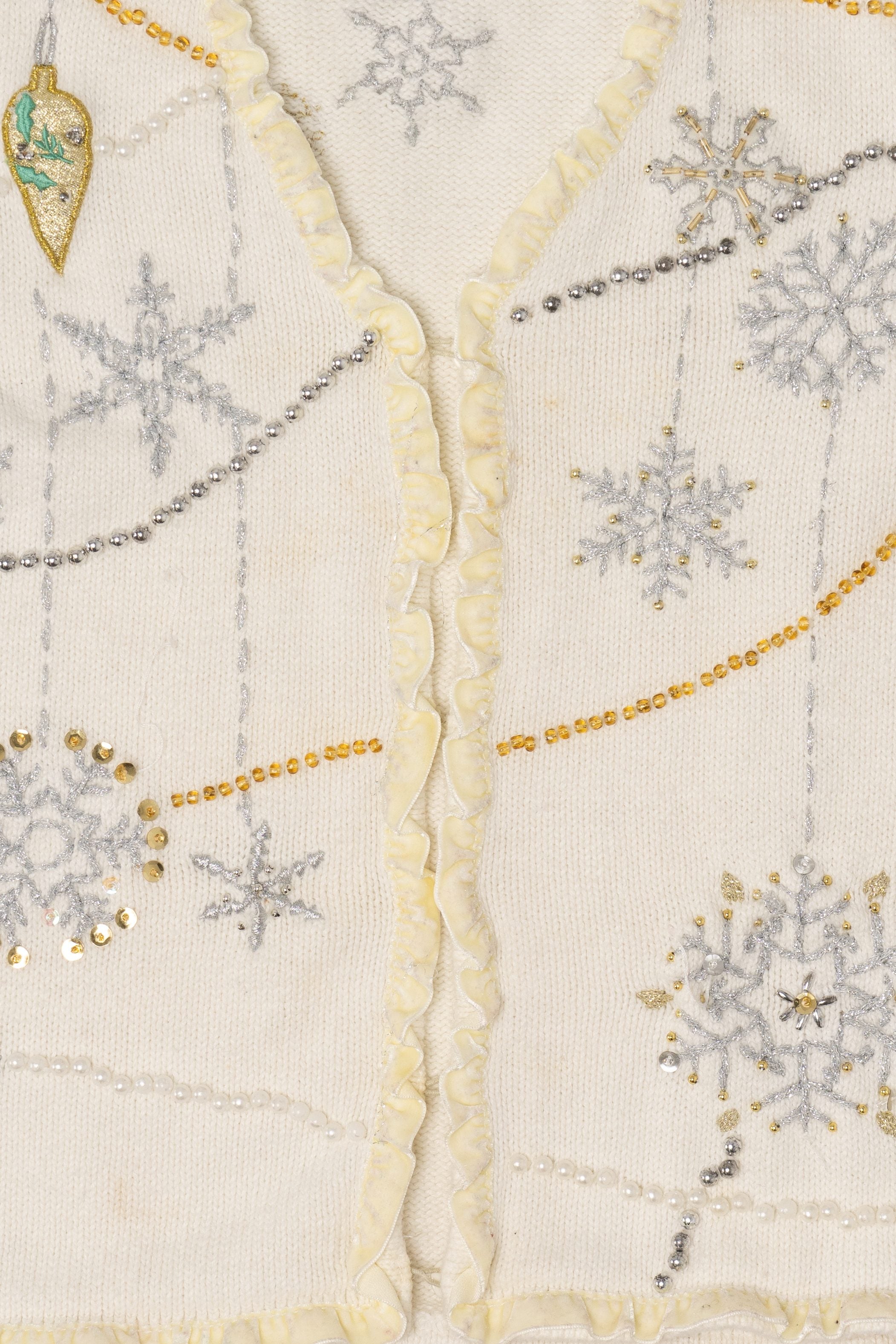 Vintage White Studio Joy Snowflakes Ugly Christmas Vest (1990s)