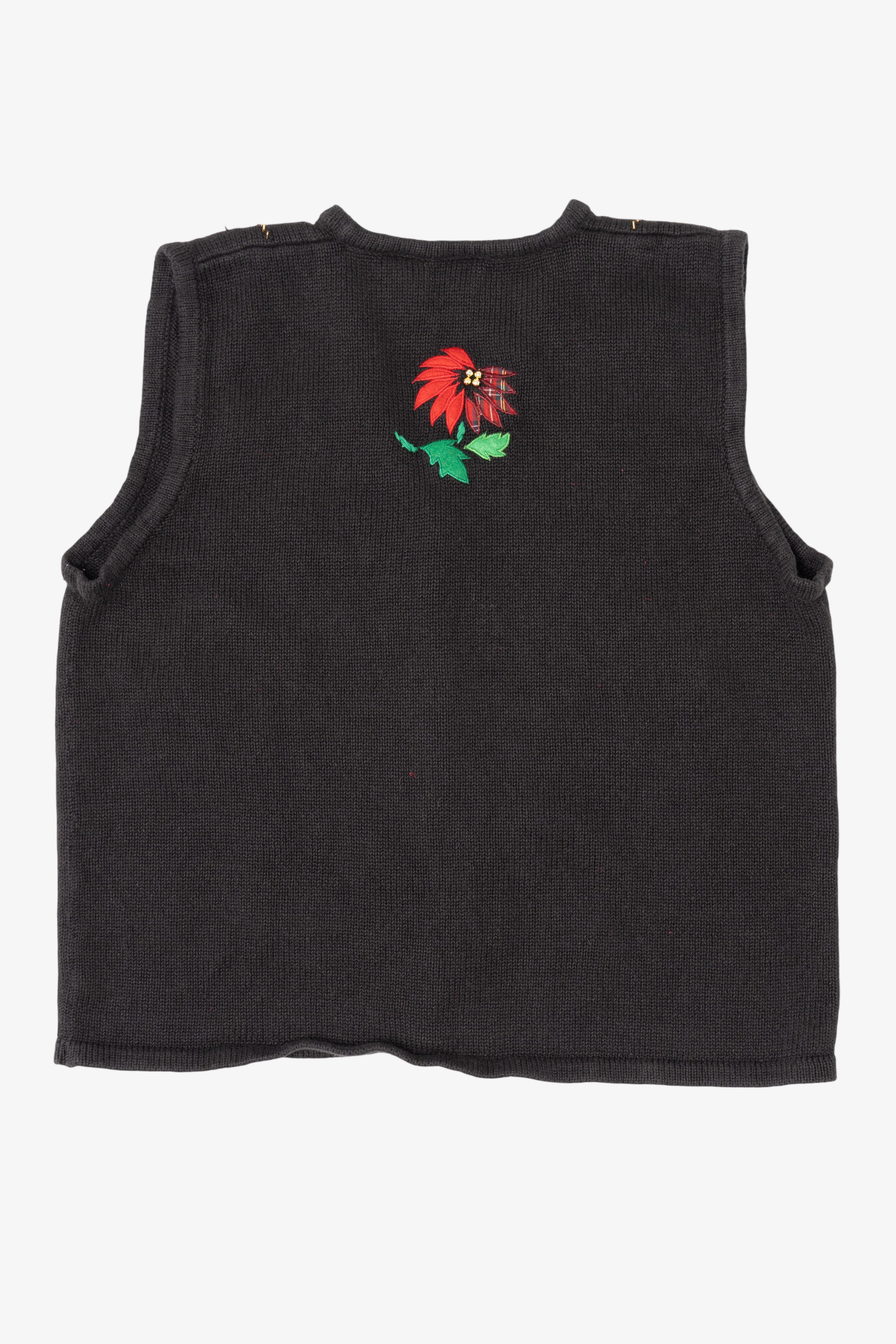 Vintage Black Bobbie Brooks Flowers Ugly Christmas Vest (1990s)