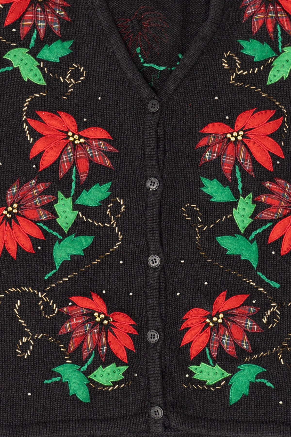 Vintage Black Bobbie Brooks Flowers Ugly Christmas Vest (1990s)