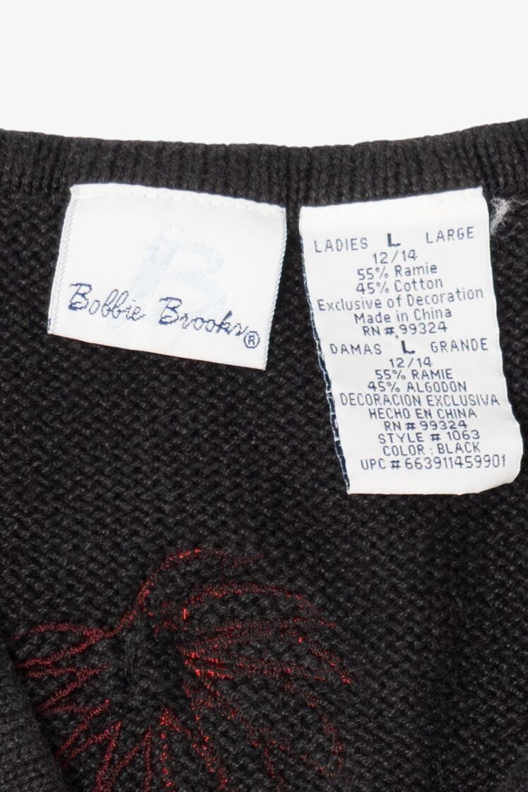 Vintage Black Bobbie Brooks Flowers Ugly Christmas Vest (1990s)