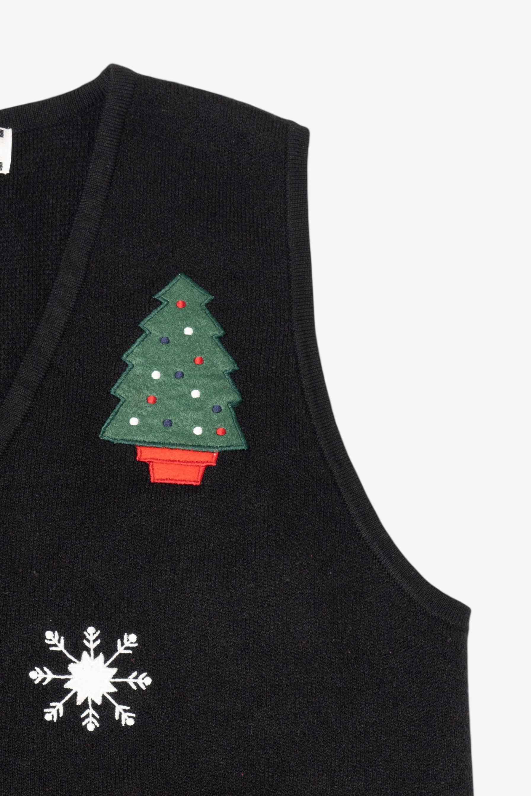 Vintage Black Crystal Kobe Ugly Christmas Vest (1990s)