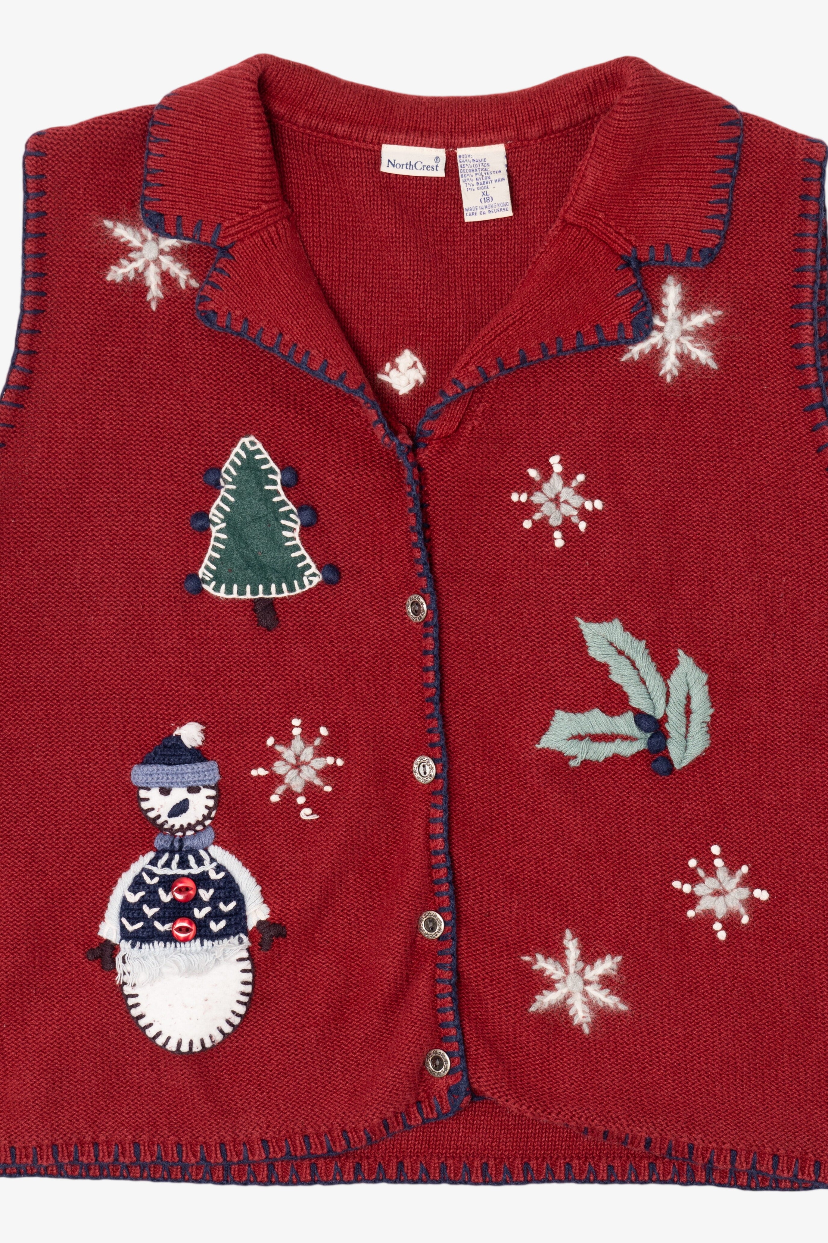 Vintage Red Northcrest Snowflakes Christmas Vest (2000s)