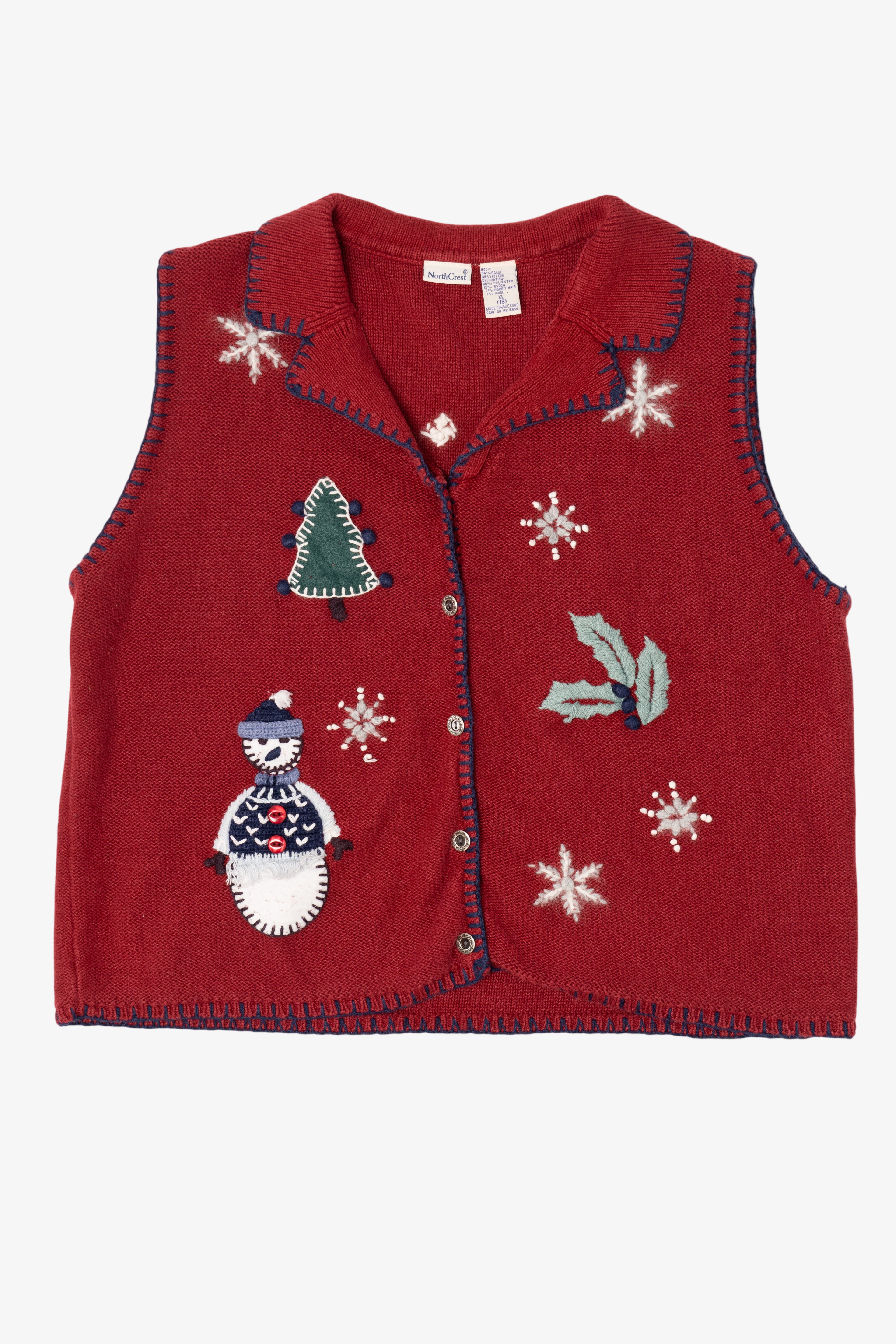 Vintage Red Northcrest Snowflakes Christmas Vest (2000s)