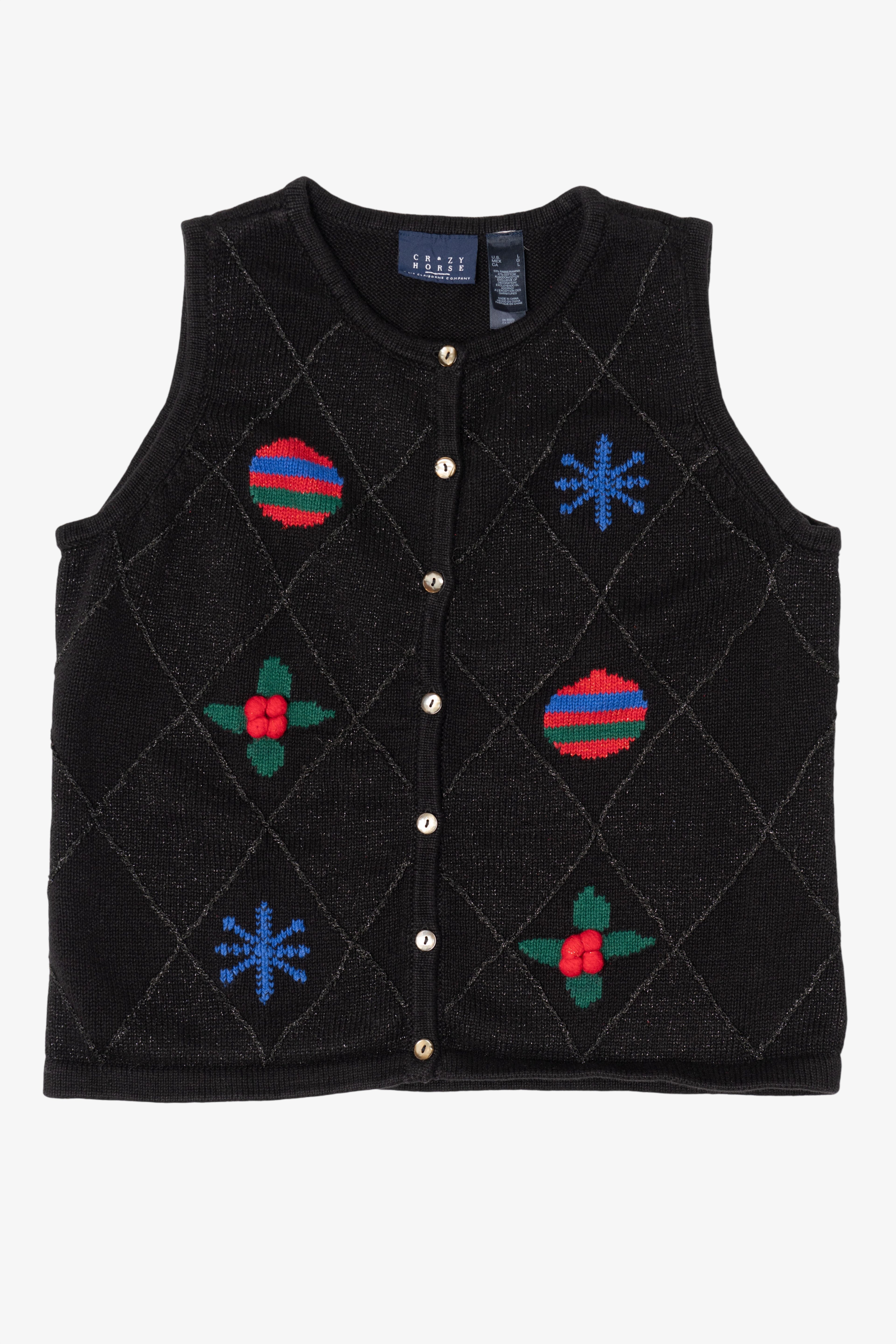 Vintage Black Crazy Horse Ugly Christmas Vest (2000s)