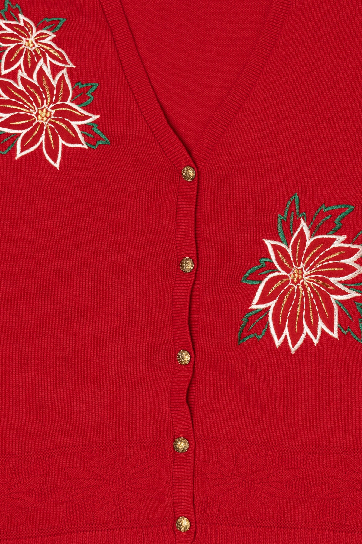 Vintage Red Southern Lady Poinsettias Ugly Christmas Vest (1980s)