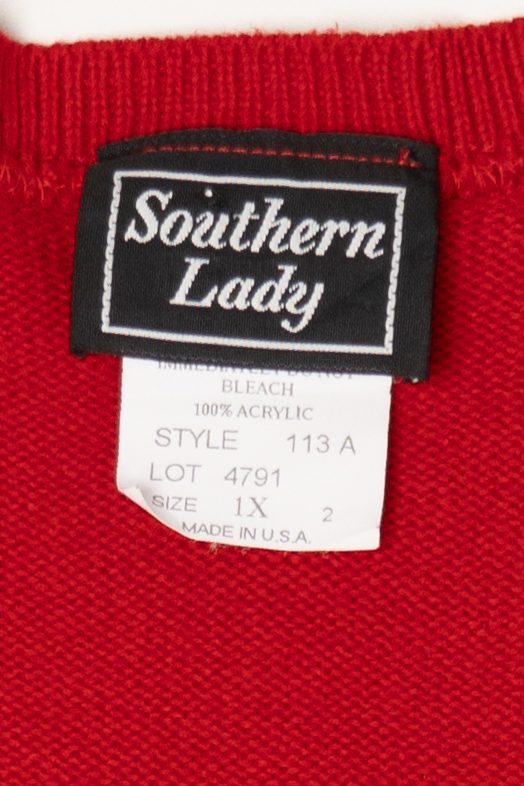Vintage Red Southern Lady Poinsettias Ugly Christmas Vest (1980s)