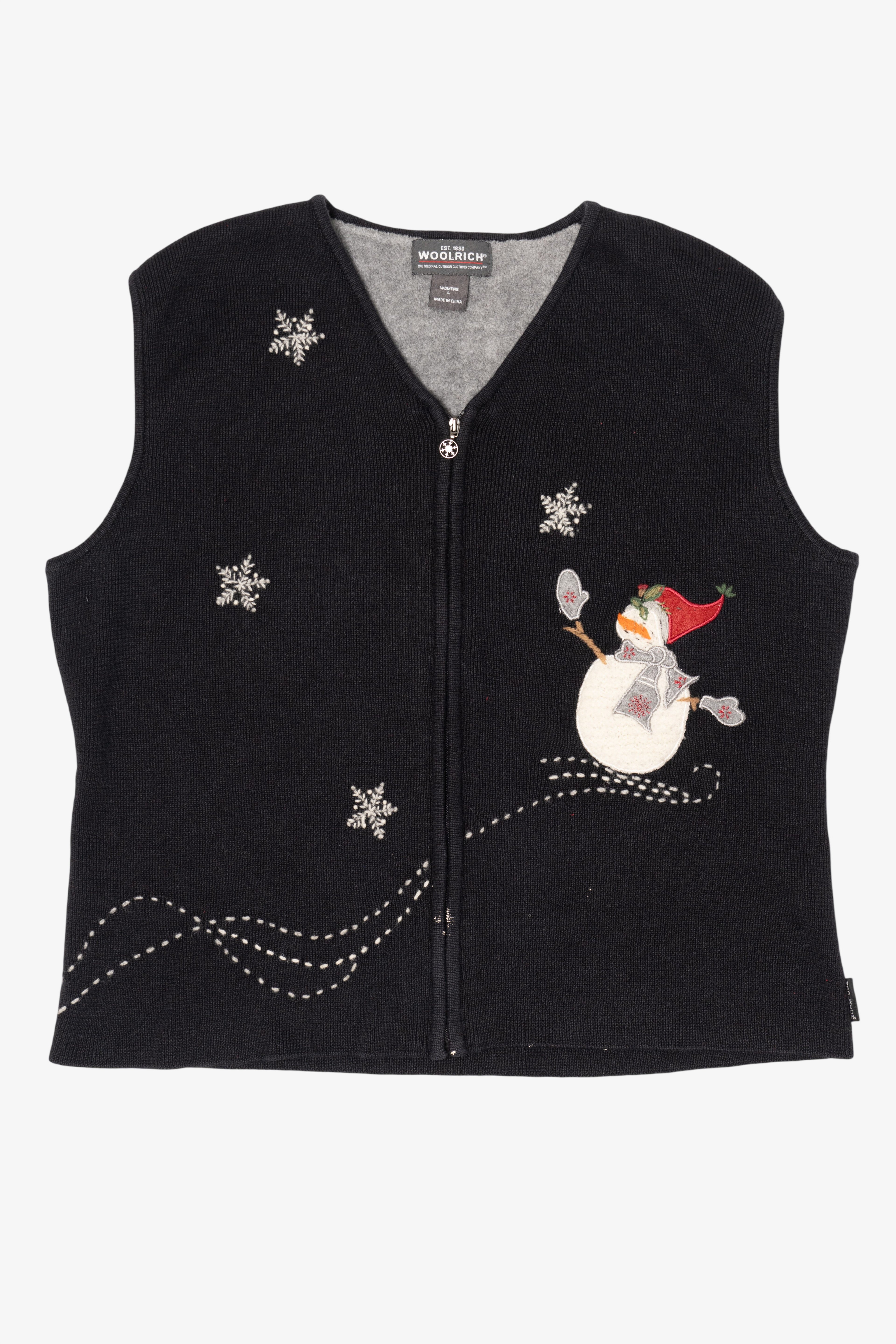 Black Woolrich Snowmen Ugly Christmas Vest
