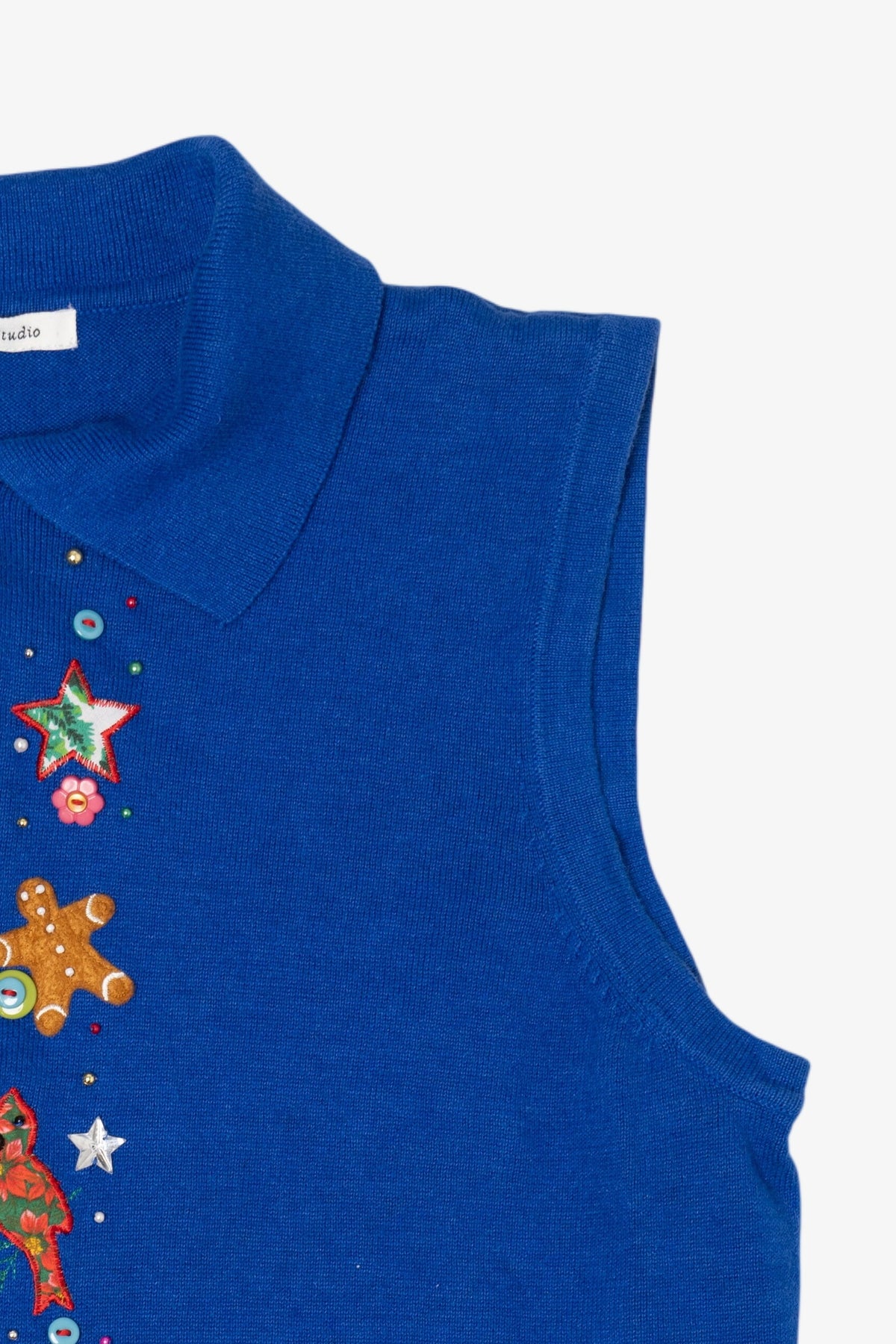 Vintage Blue Mercer Street Studio Ugly Christmas Vest (2000s)
