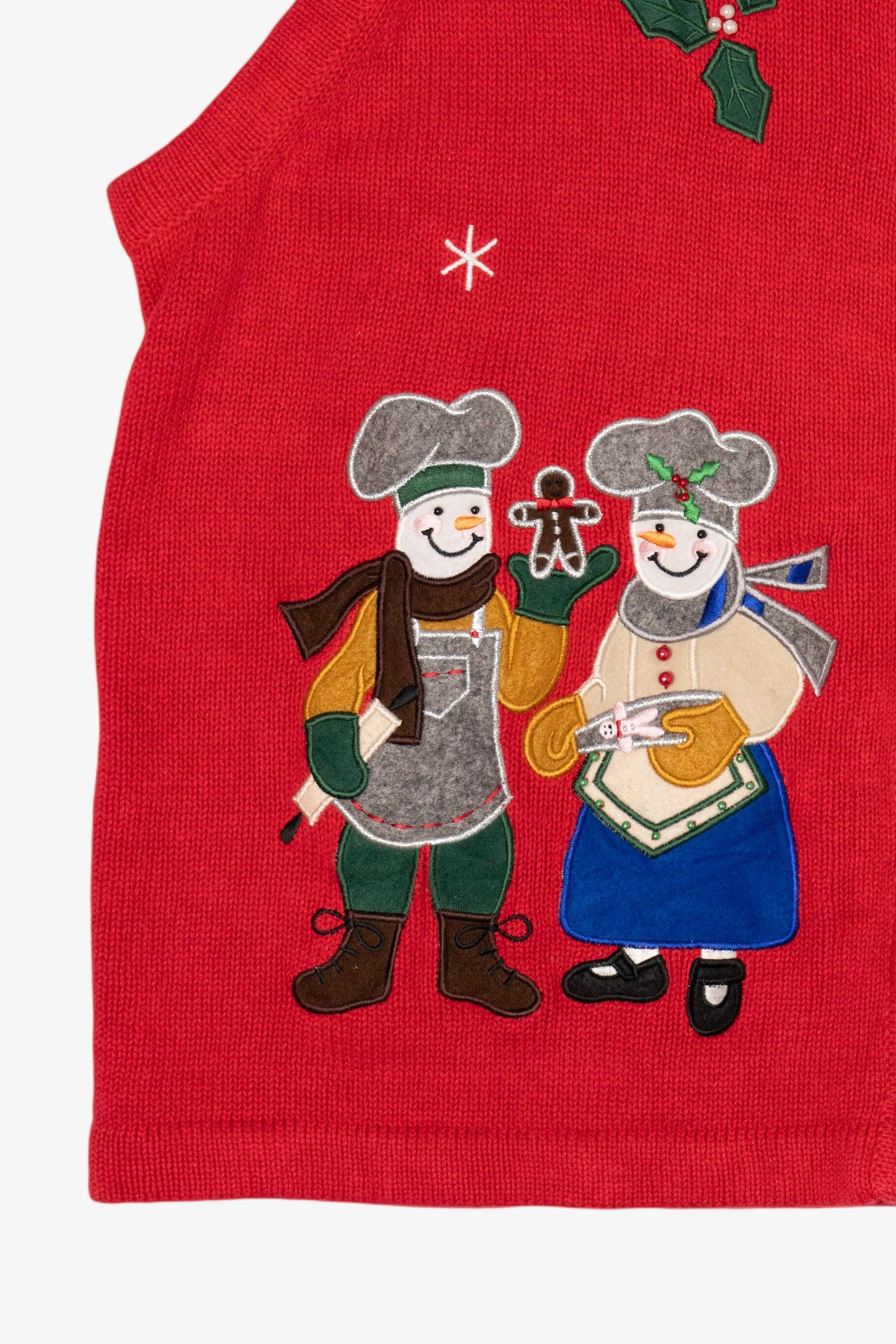 Vintage Red Bechamel Snowmen Baking Ugly Christmas Vest (1990s)