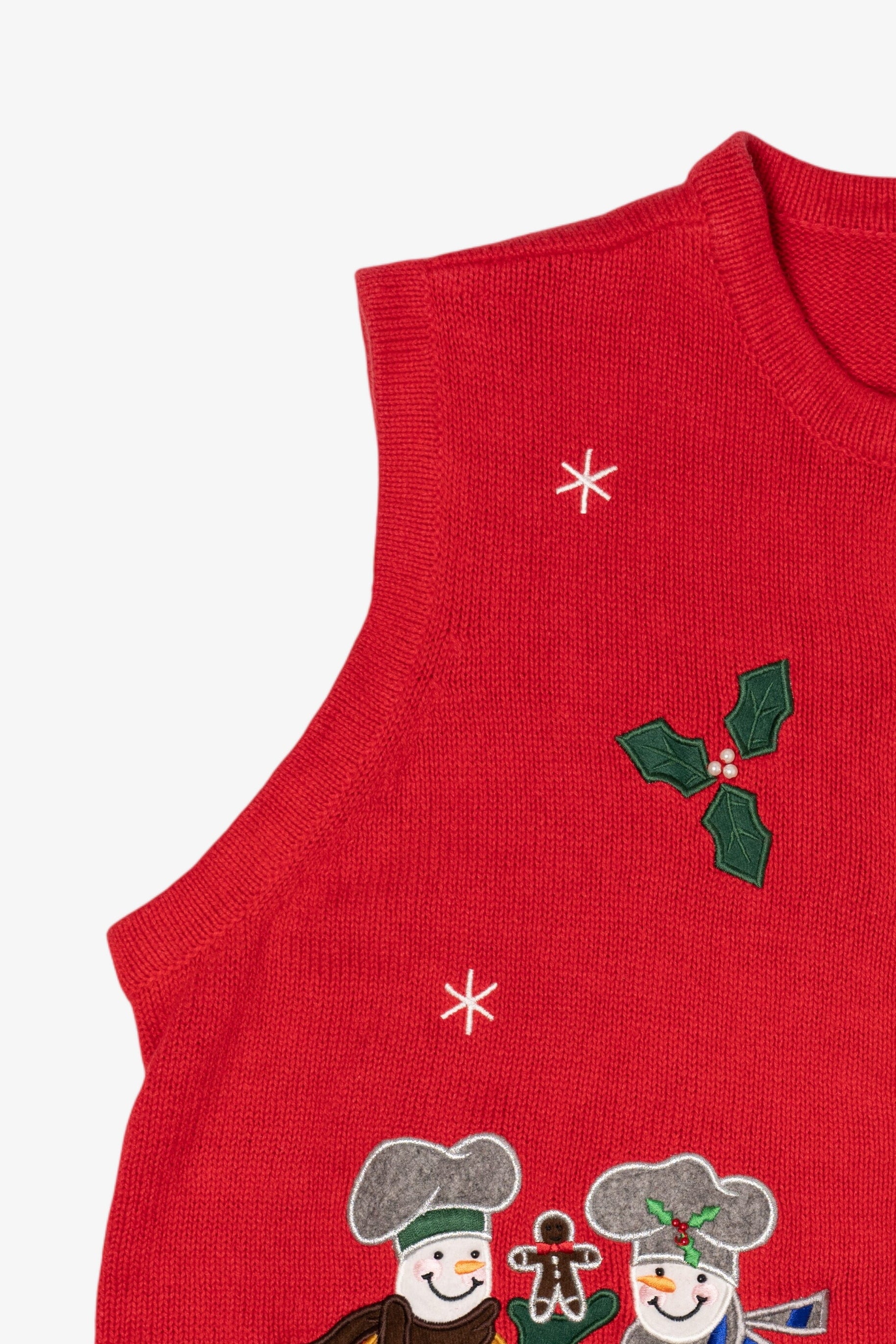 Vintage Red Bechamel Snowmen Baking Ugly Christmas Vest (1990s)