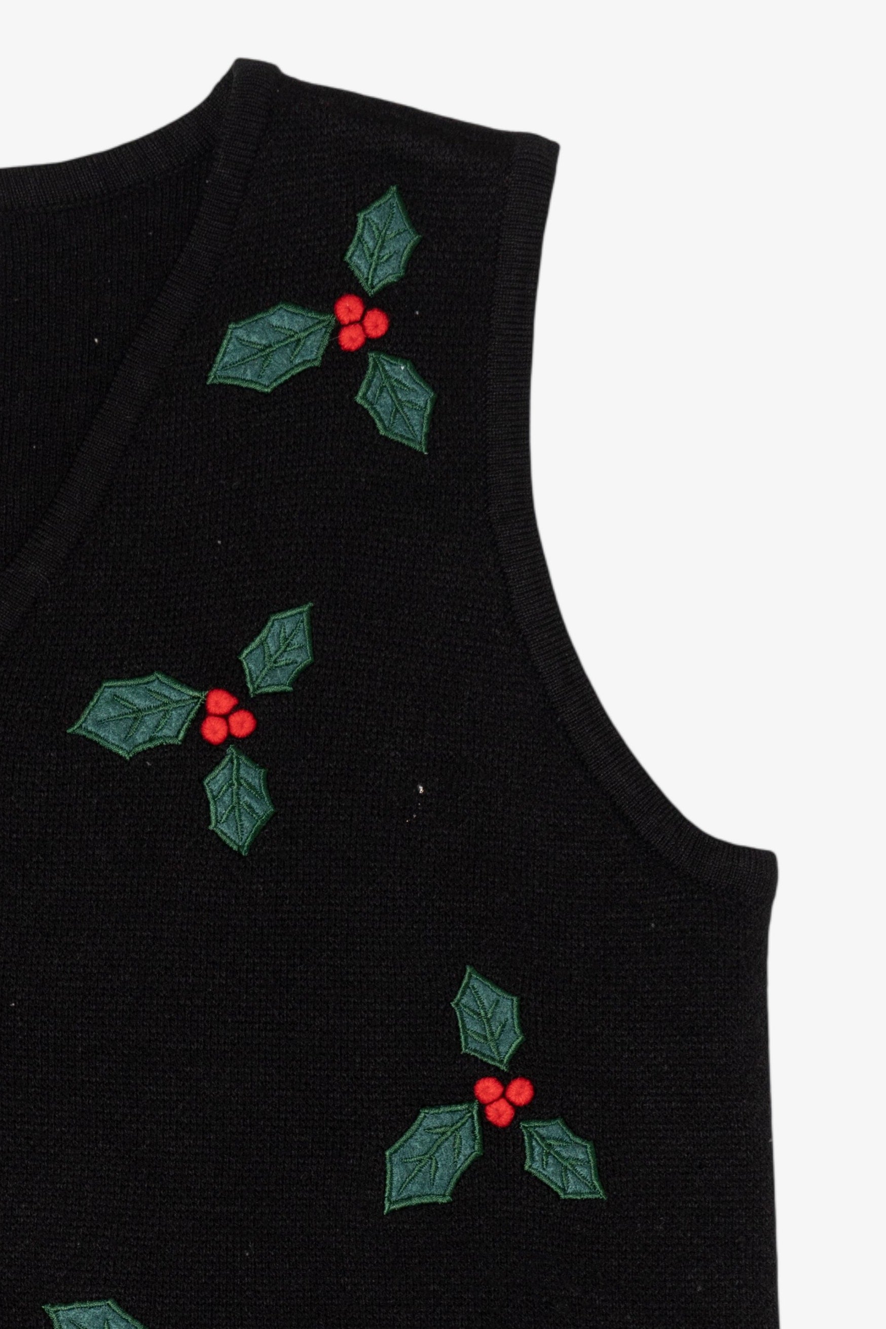 Vintage Black Holly Ugly Christmas Vest