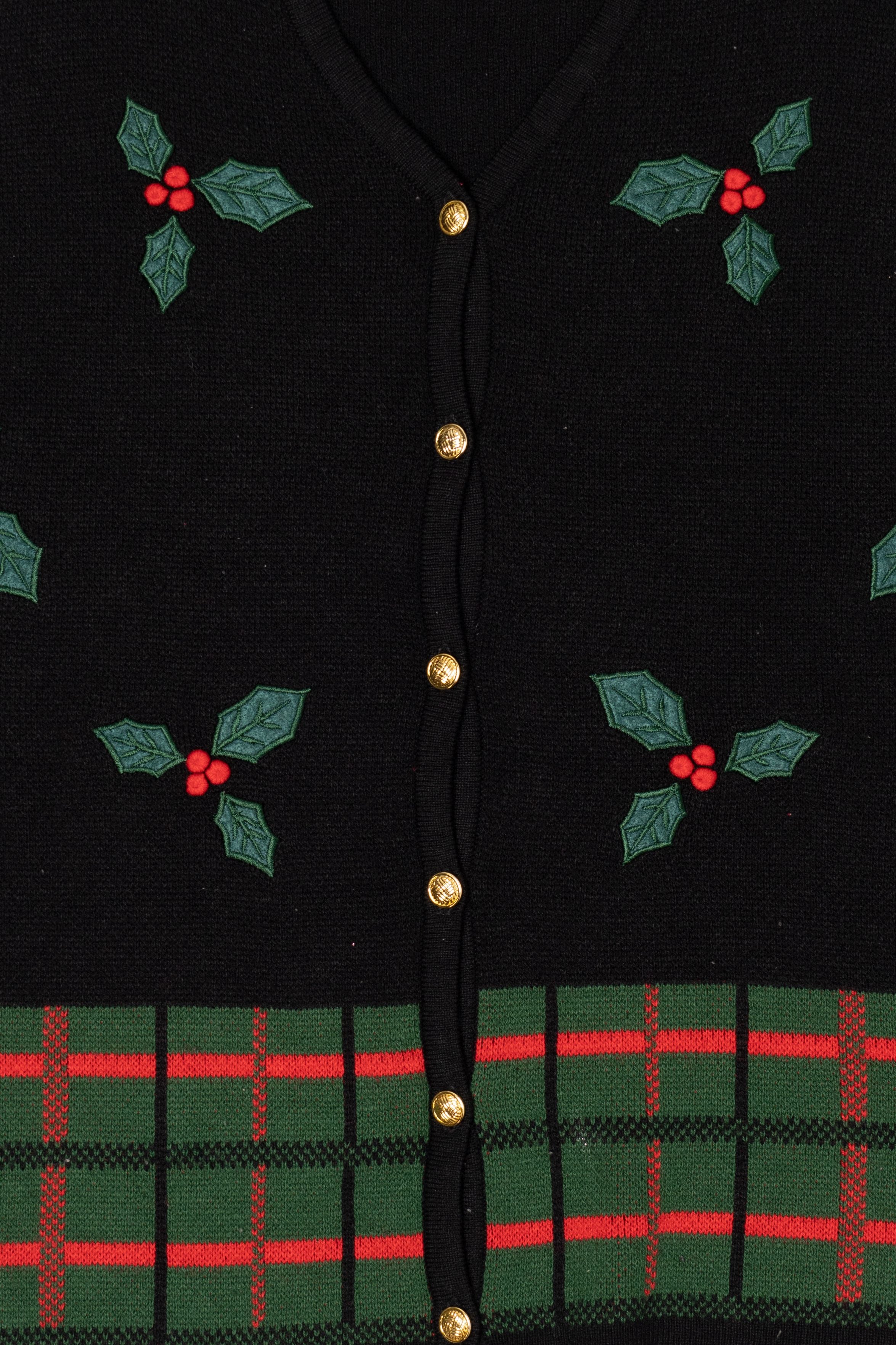 Vintage Black Holly Ugly Christmas Vest