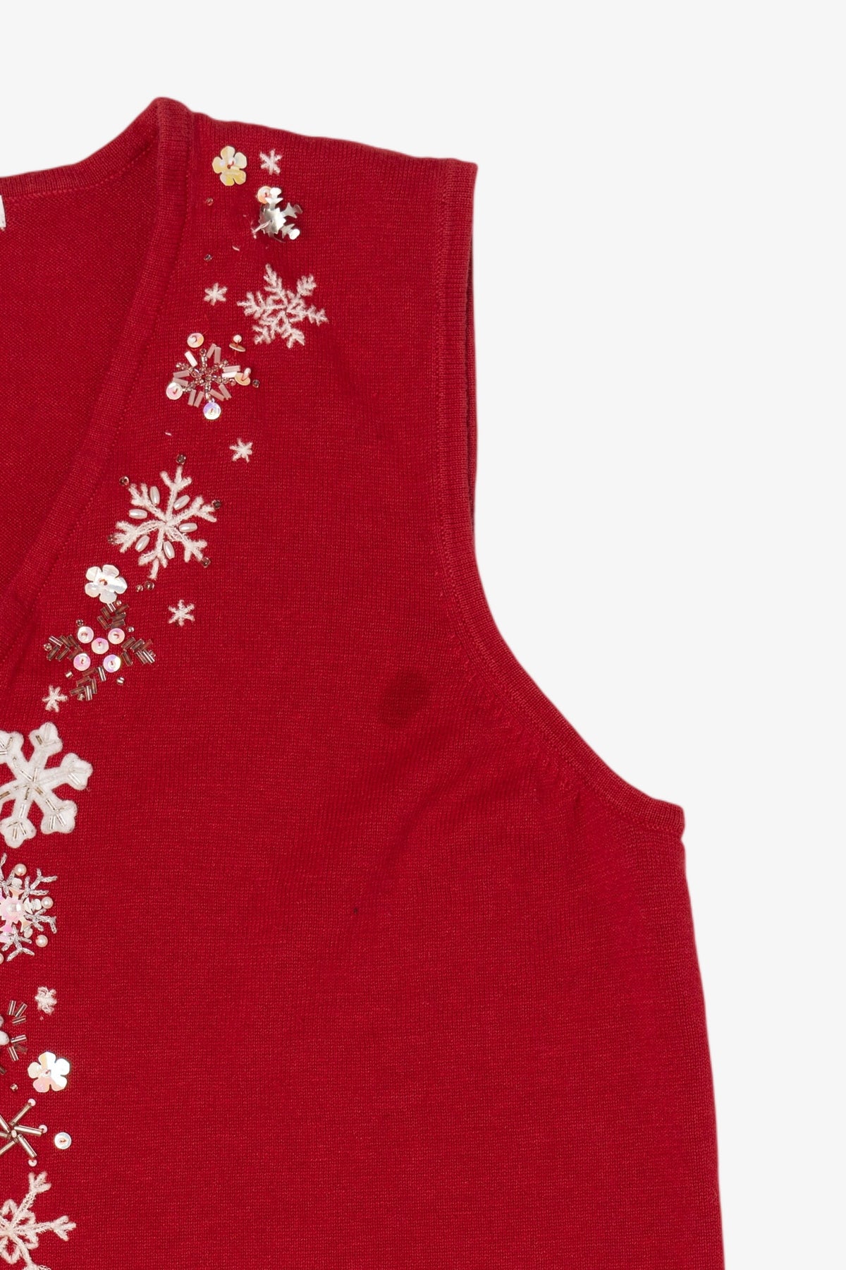 Vintage Red Mercer Street Studio Snowflakes Ugly Christmas Vest (1990s)