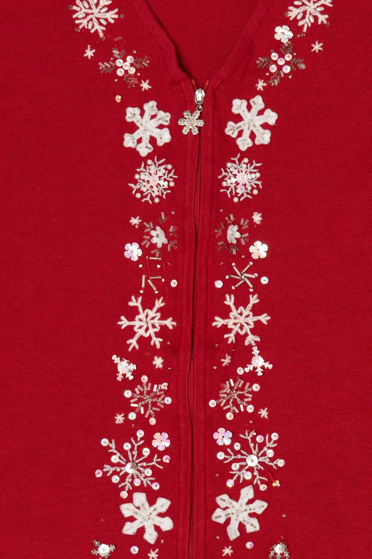 Vintage Red Mercer Street Studio Snowflakes Ugly Christmas Vest (1990s)
