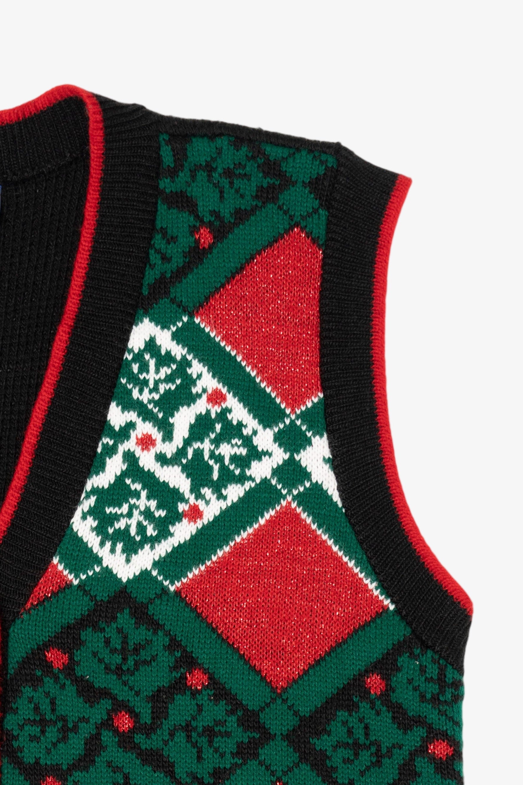 Vintage Black JJ Browne Holly Pattern Ugly Christmas Vest (1990s)