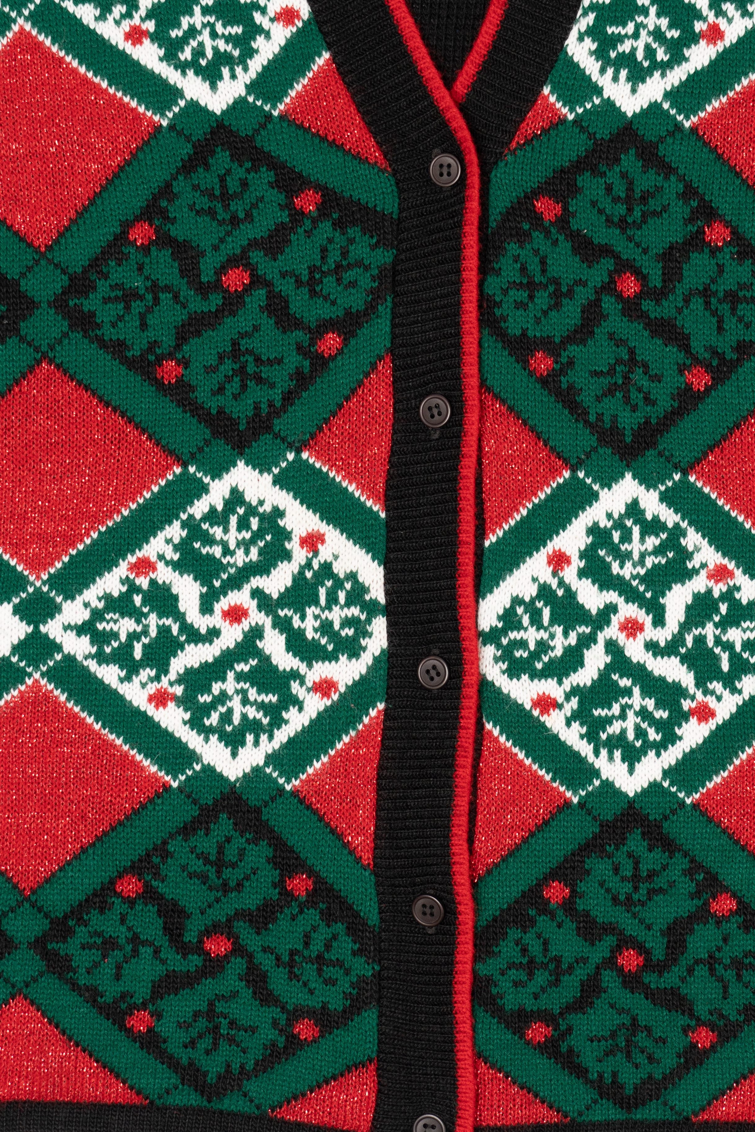 Vintage Black JJ Browne Holly Pattern Ugly Christmas Vest (1990s)