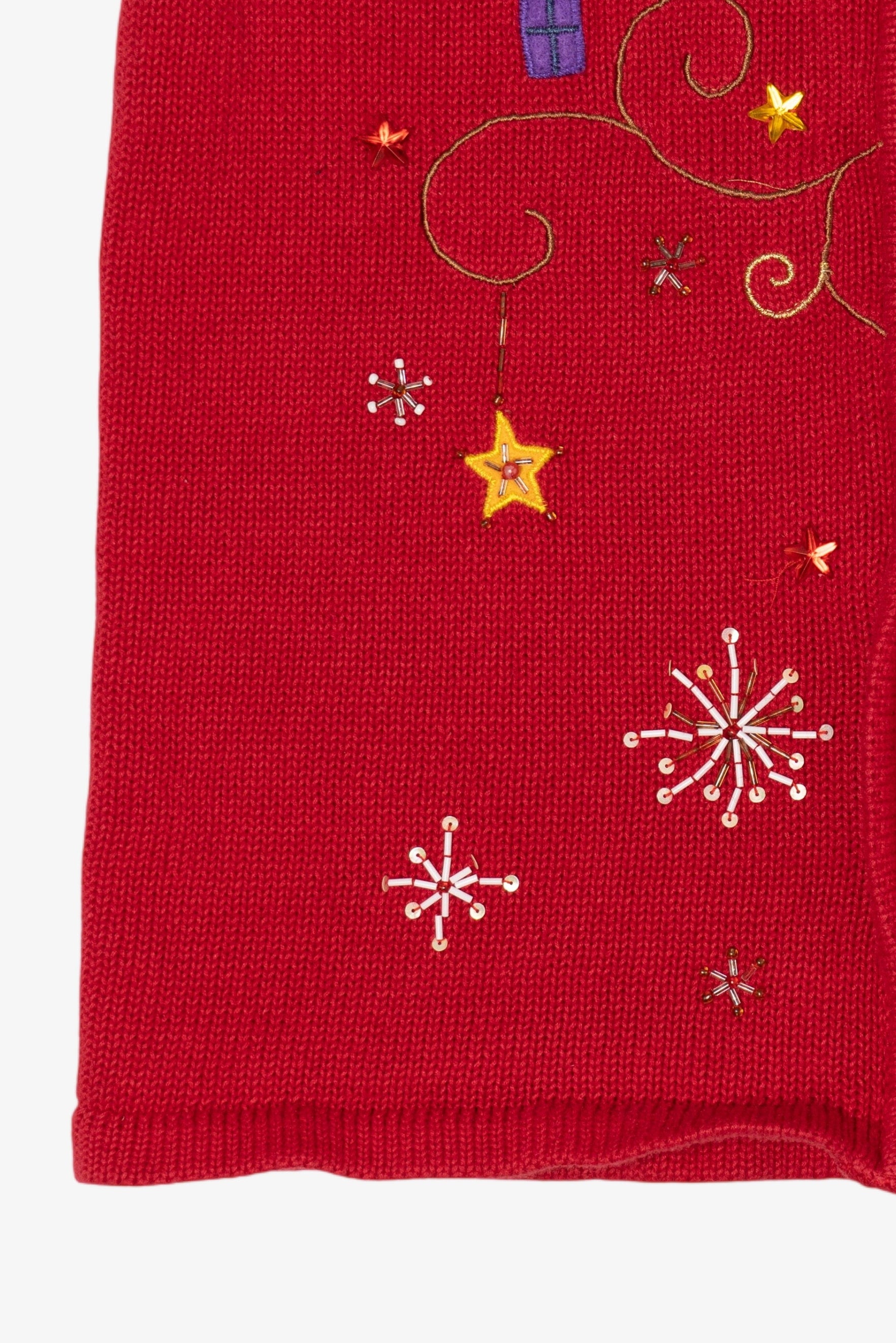 Vintage Red Kim Rogers Reindeer Ugly Christmas Vest (1990s)