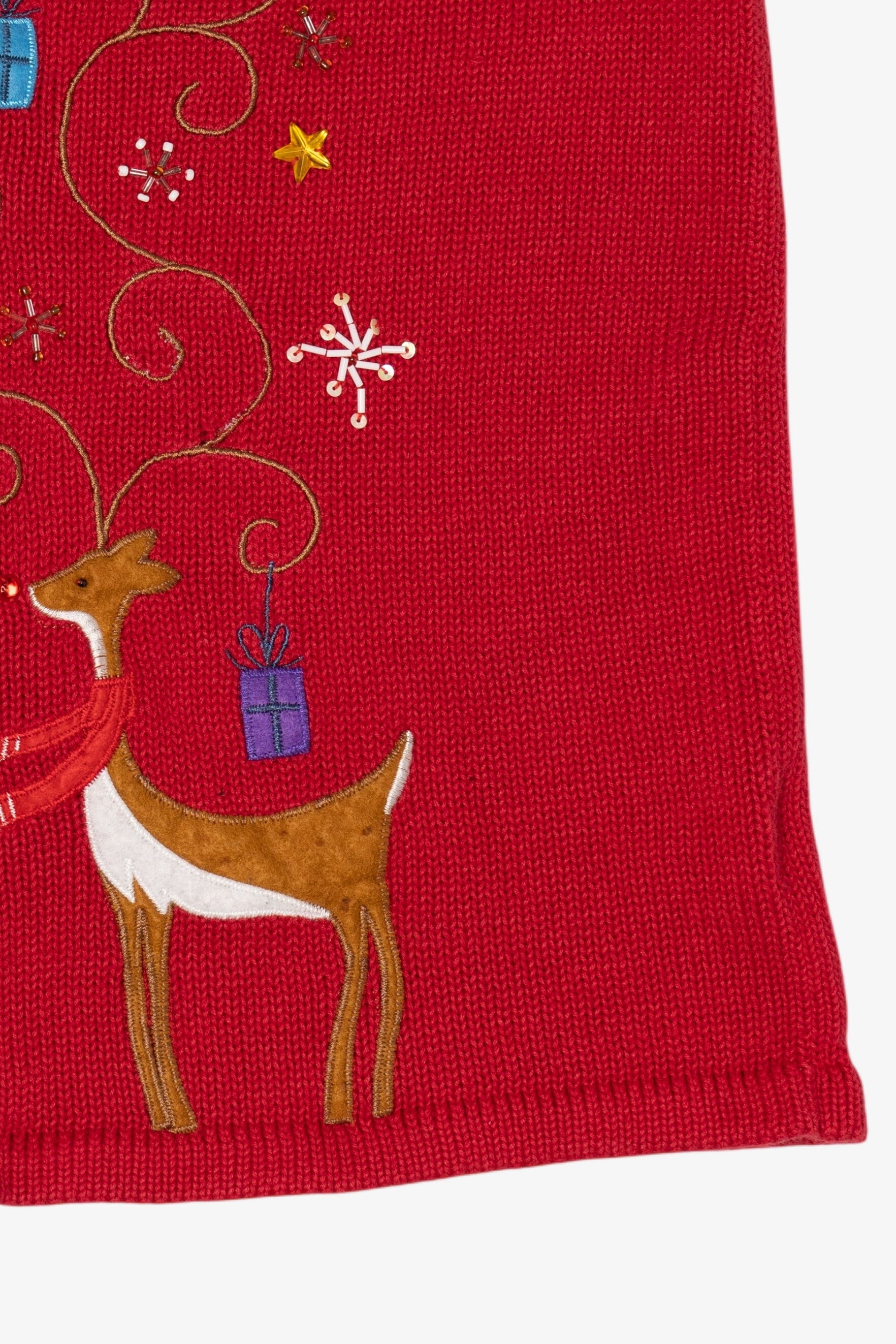 Vintage Red Kim Rogers Reindeer Ugly Christmas Vest (1990s)