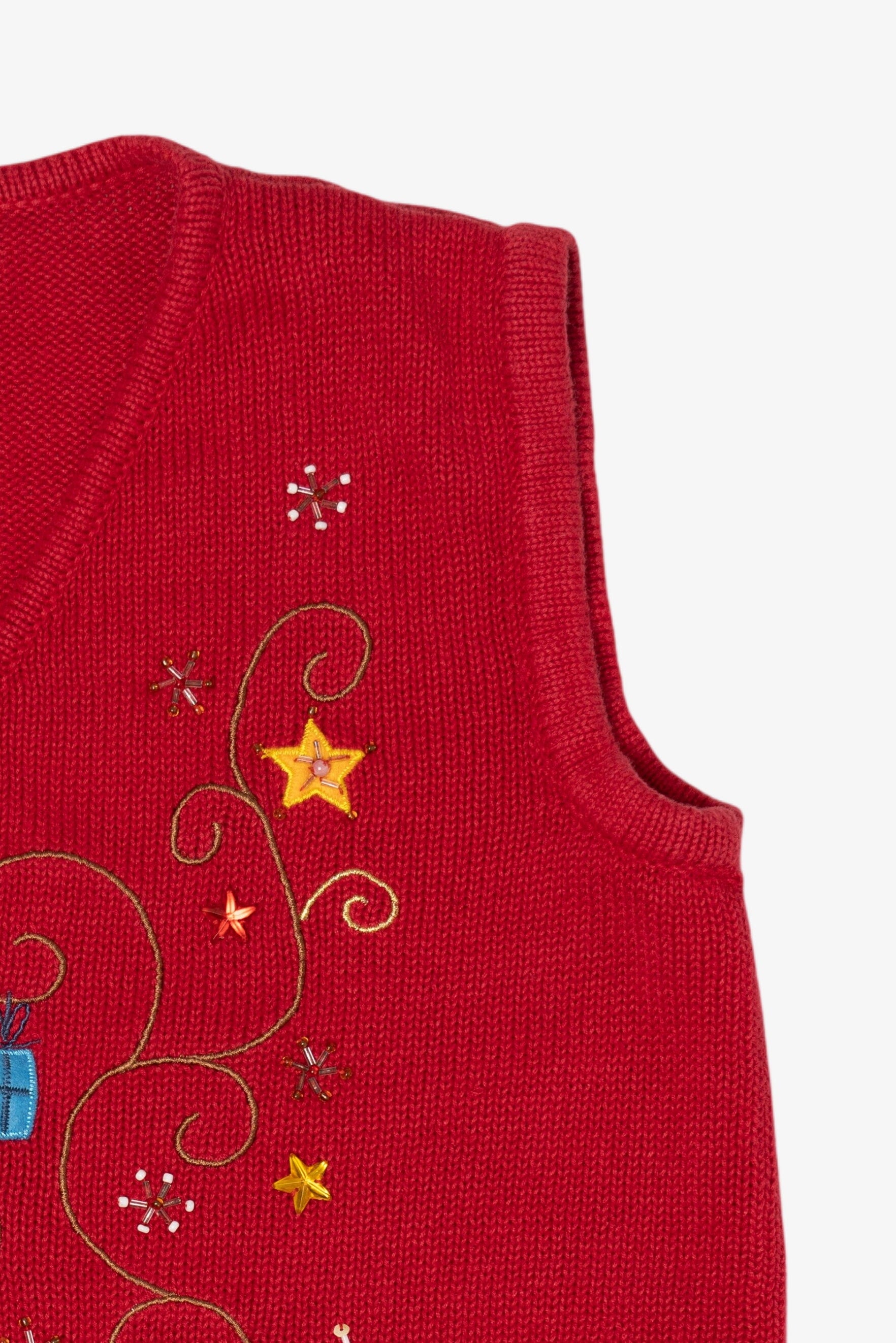 Vintage Red Kim Rogers Reindeer Ugly Christmas Vest (1990s)