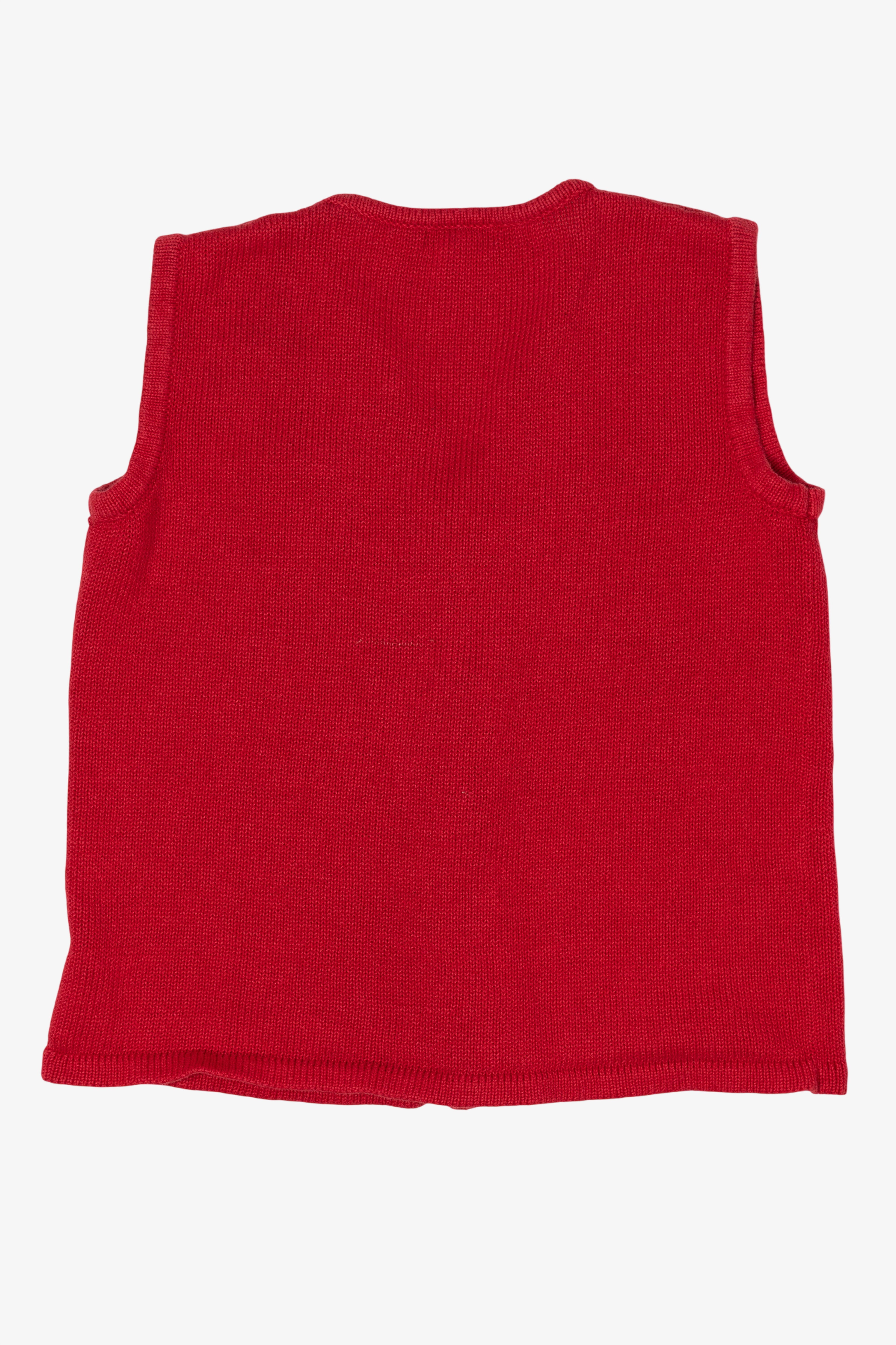 Vintage Red Kim Rogers Reindeer Ugly Christmas Vest (1990s)