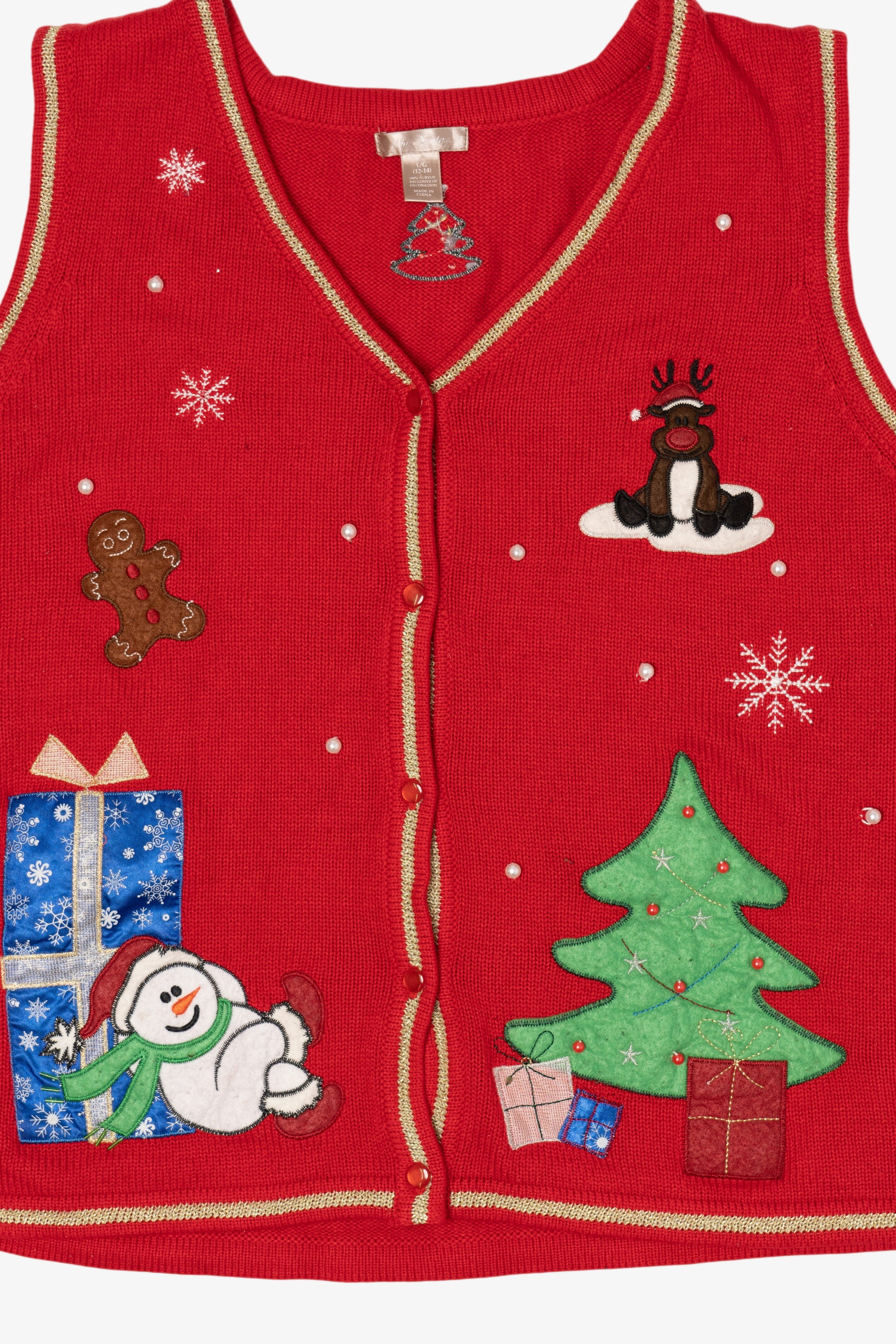 Vintage Red White Stag Ugly Christmas Vest (2000s)