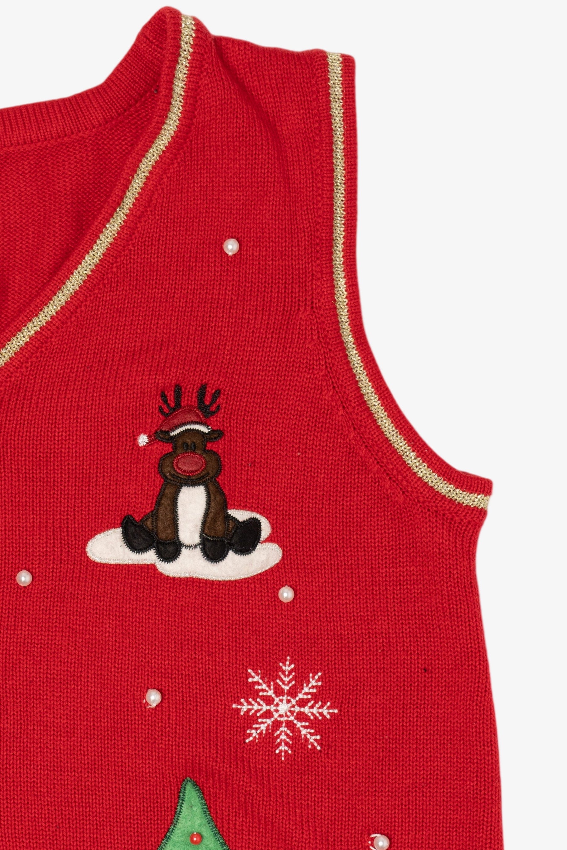 Vintage Red White Stag Ugly Christmas Vest (2000s)