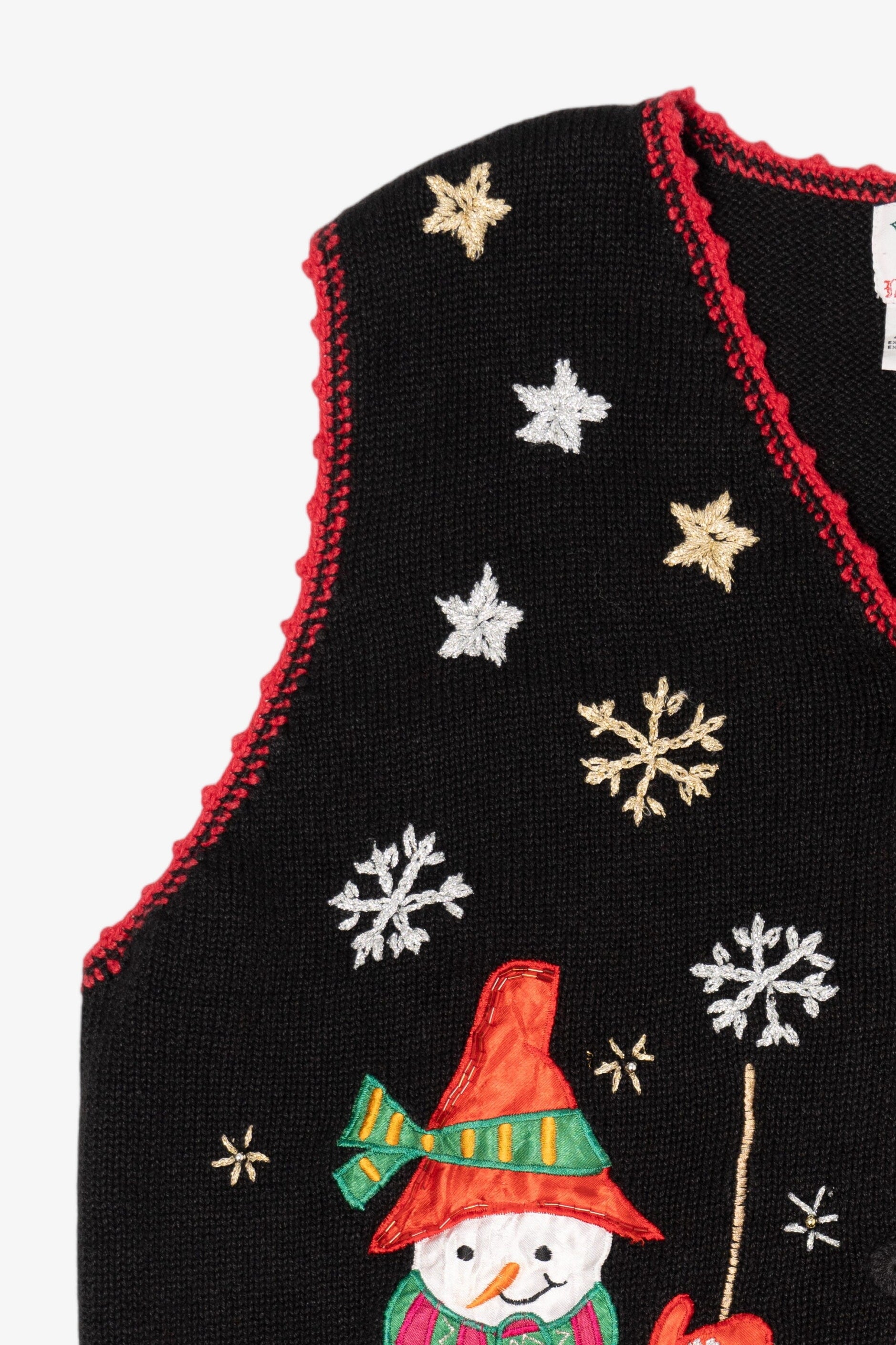 Vintage Black Nutcracker Snowmen Ugly Christmas Vest (1990s)