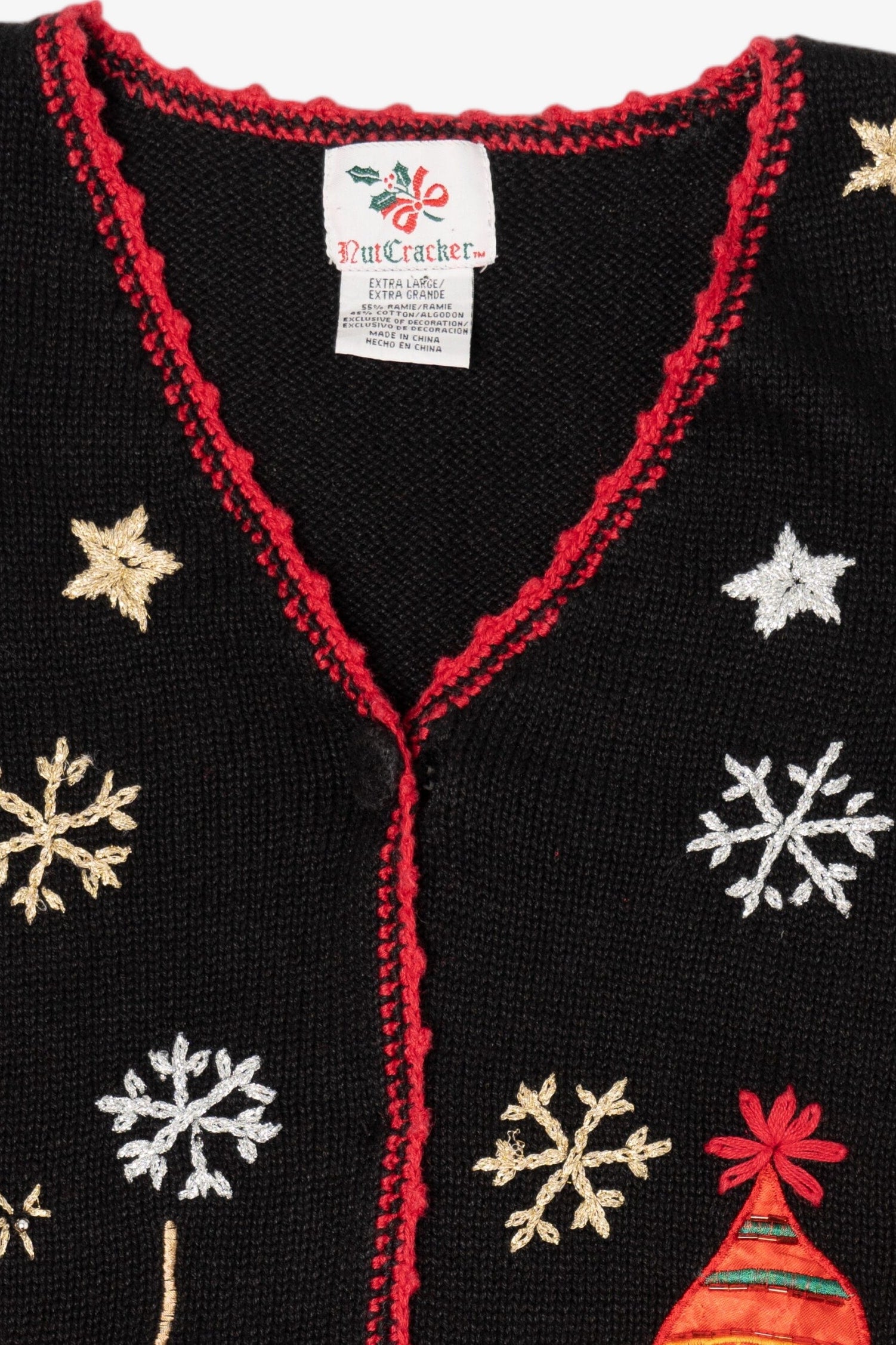 Vintage Black Nutcracker Snowmen Ugly Christmas Vest (1990s)