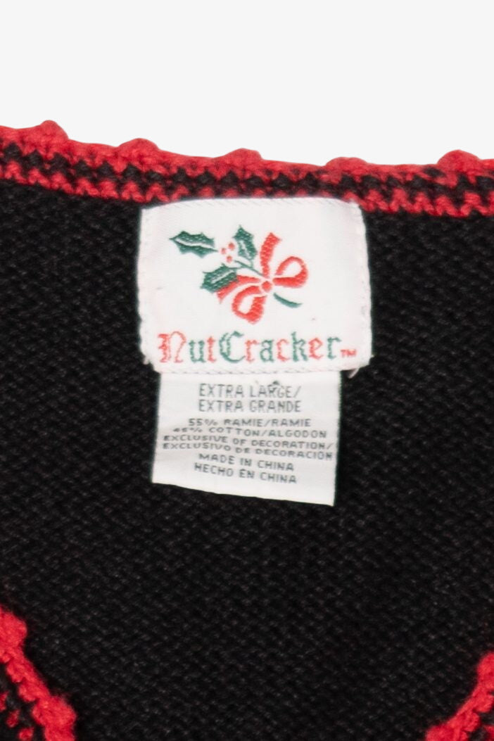 Vintage Black Nutcracker Snowmen Ugly Christmas Vest (1990s)
